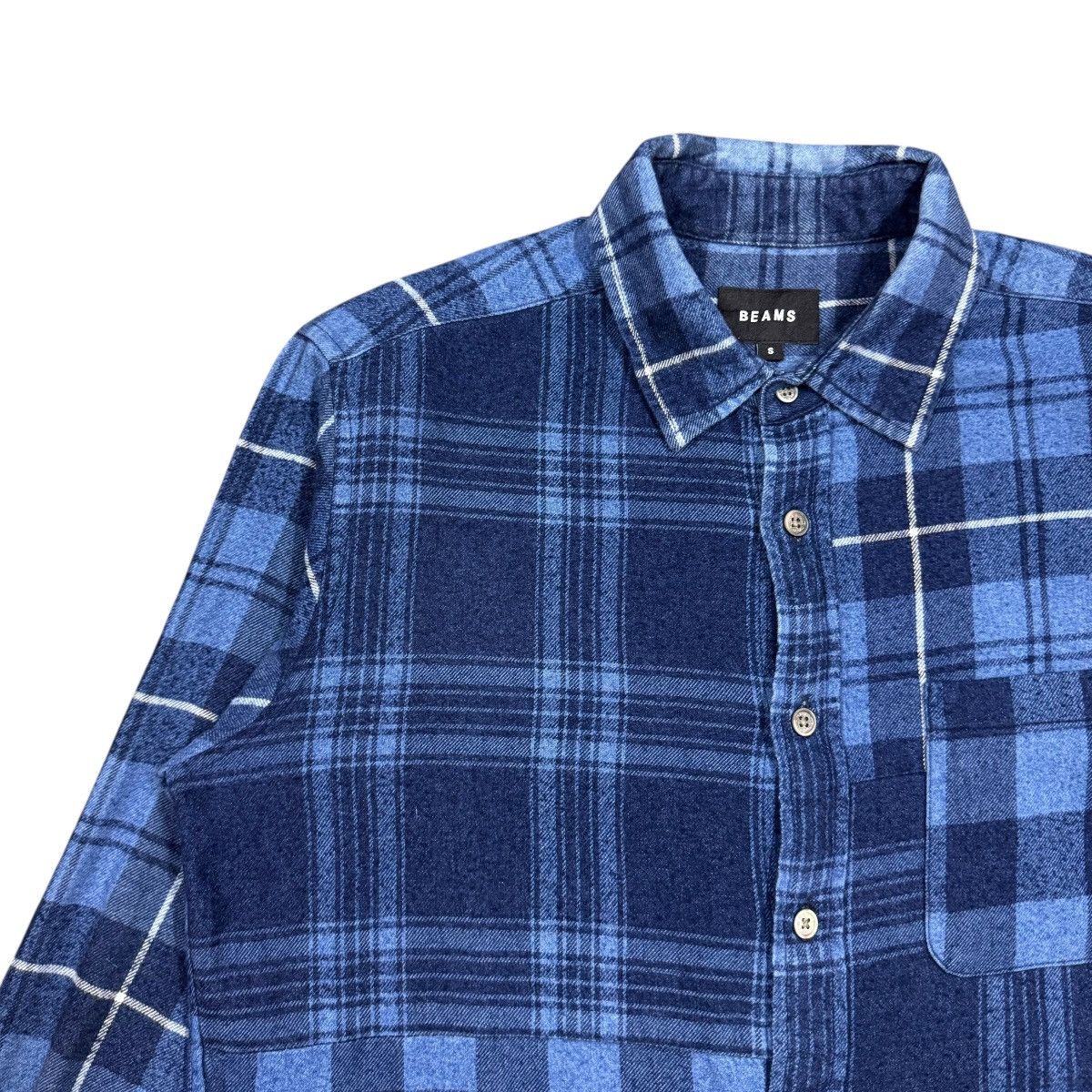 Beams Japan Vtg🔥Beams Japan Checked Patchwork Oxford Shirt Size US S / EU 44-46 / 1 - 7 Thumbnail