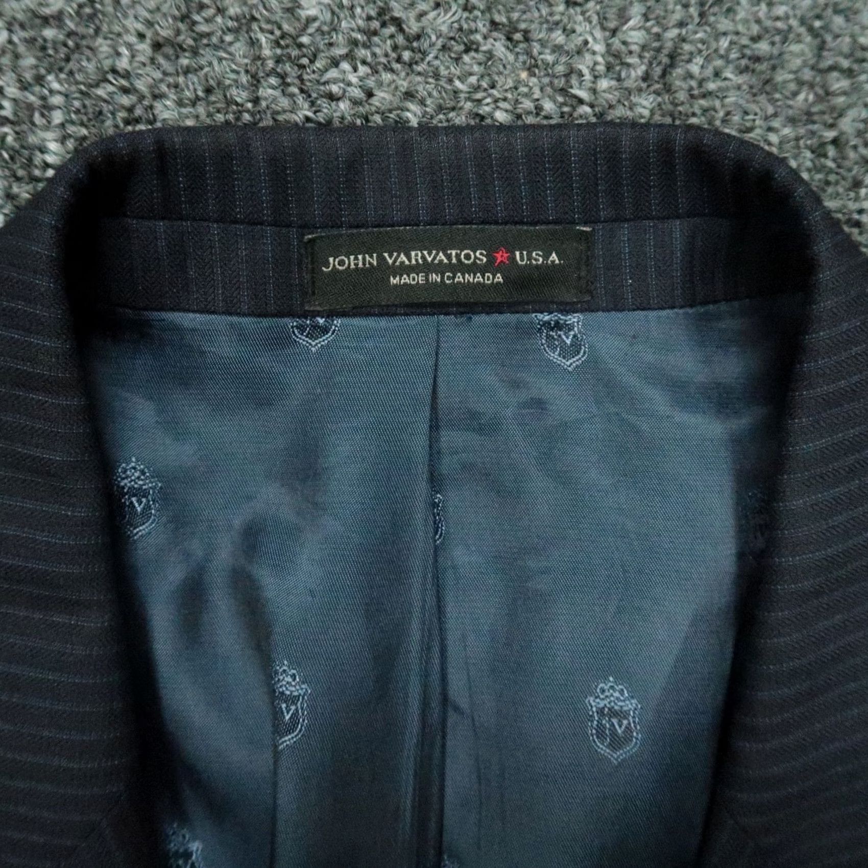 John Varvatos John Varvatos Blazer Mens 42L Blue Pinstripe Wool Lined Sport Coat Jacket Size 42R - 3 Thumbnail