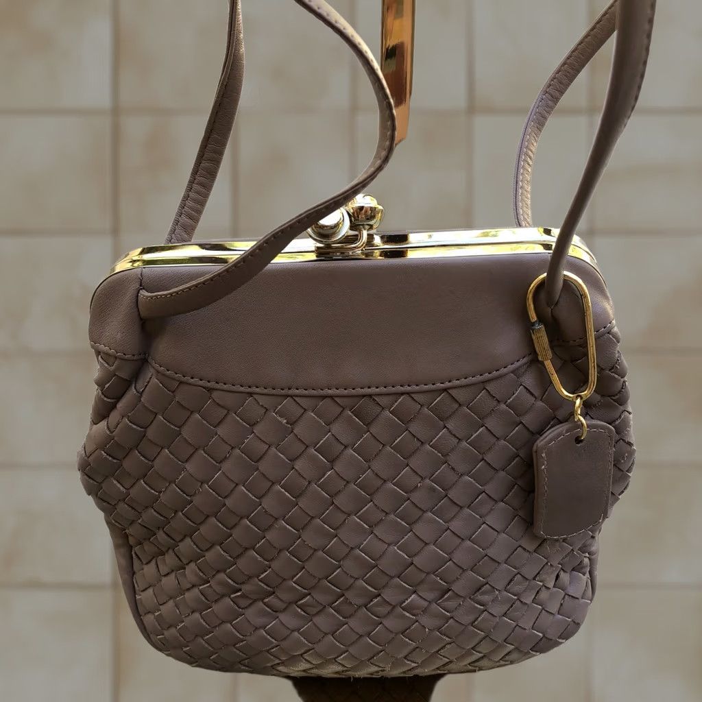 Frame VINTAGE Carriage Court Shoulder Bag Brown Leather Purse Crossbody Clasp Frame Woven Size ONE SIZE - 1 Thumbnail