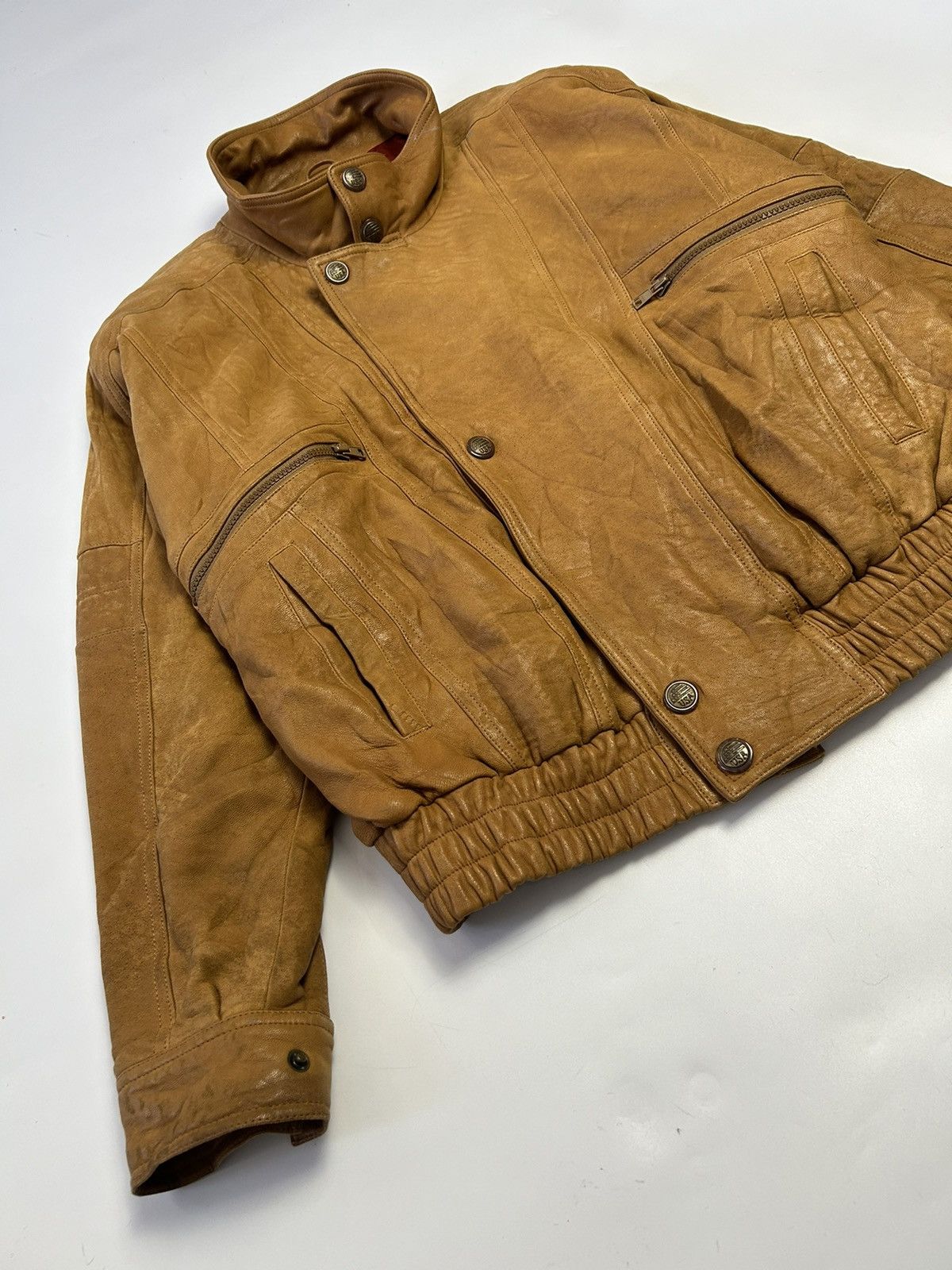 Genuine Leather × Leather × Vintage LEATHER BROWN BOMBER JACKET Size US M / EU 48-50 / 2 - 2 Thumbnail