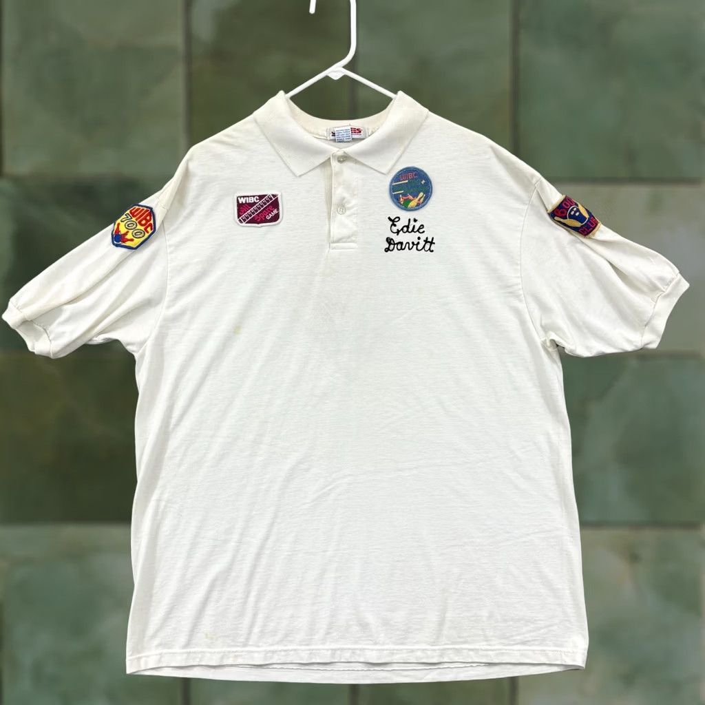 Jerzees VINTAGE Bowling Shirt Mens XL White Short Sleeve Polo Sport 90s Button Pullover Size US XL / EU 56 / 4 - 1 Thumbnail