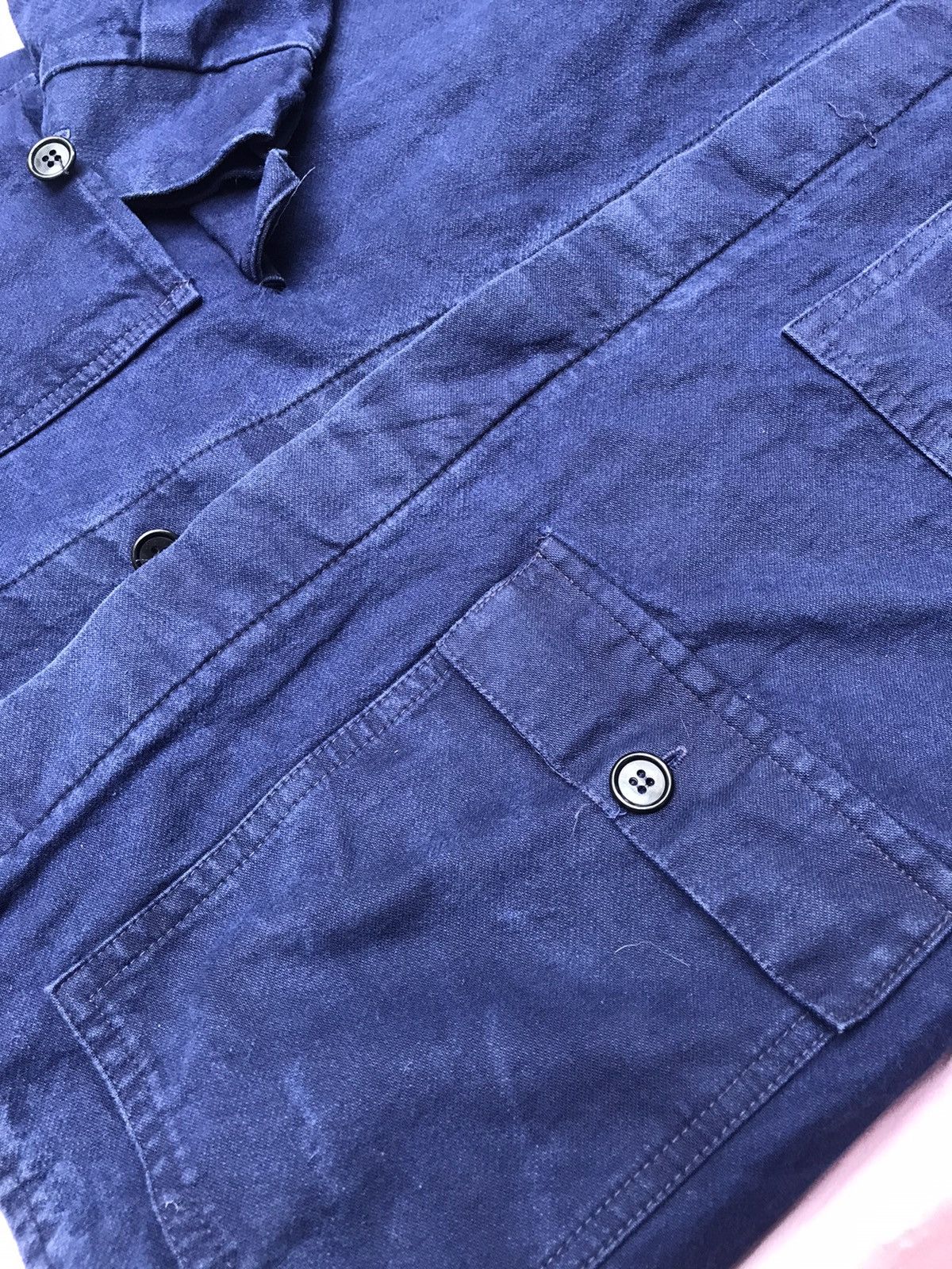 Indigo indigo dyed sashiko like texture marble patina chore jacket Size US M / EU 48-50 / 2 - 11 Thumbnail