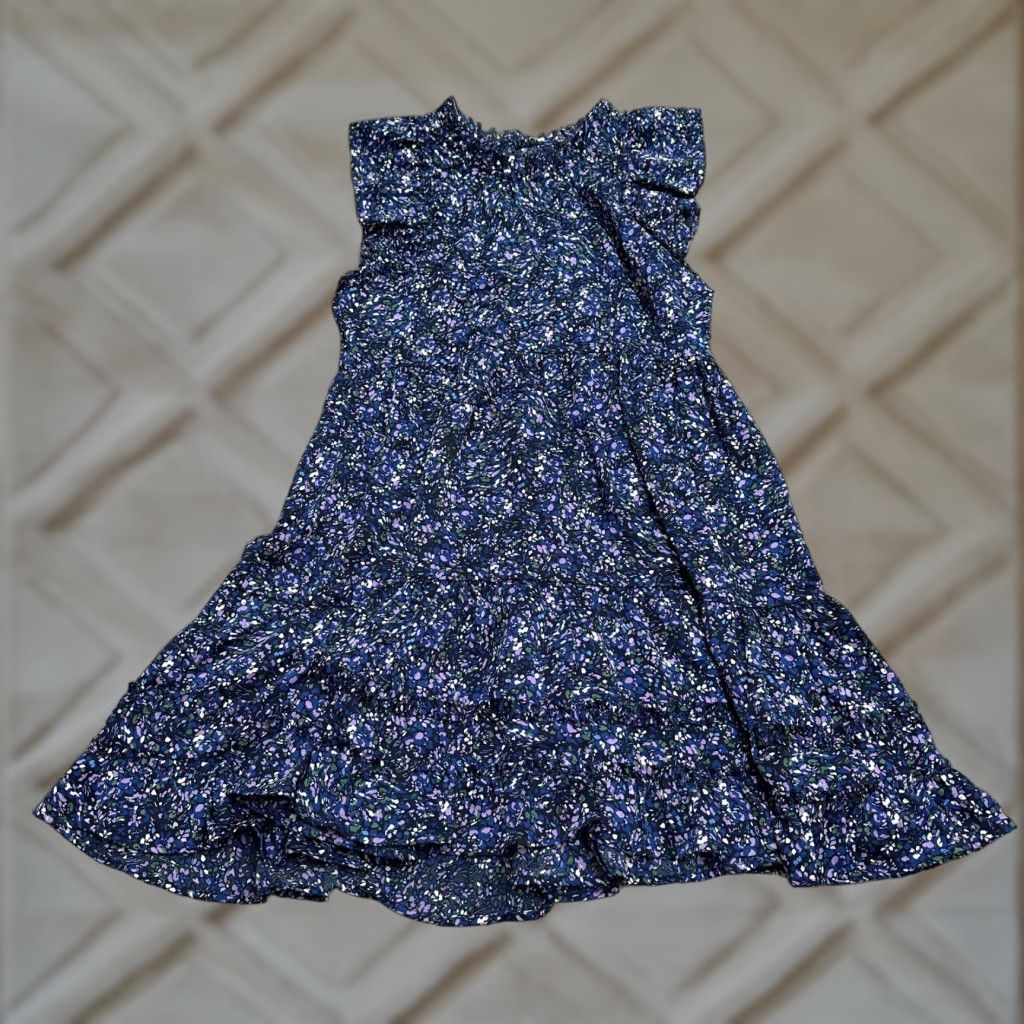 Aqua Sun Dress Womens Small Blue Multicolor Sleeveless A-Line Dress Vintage No