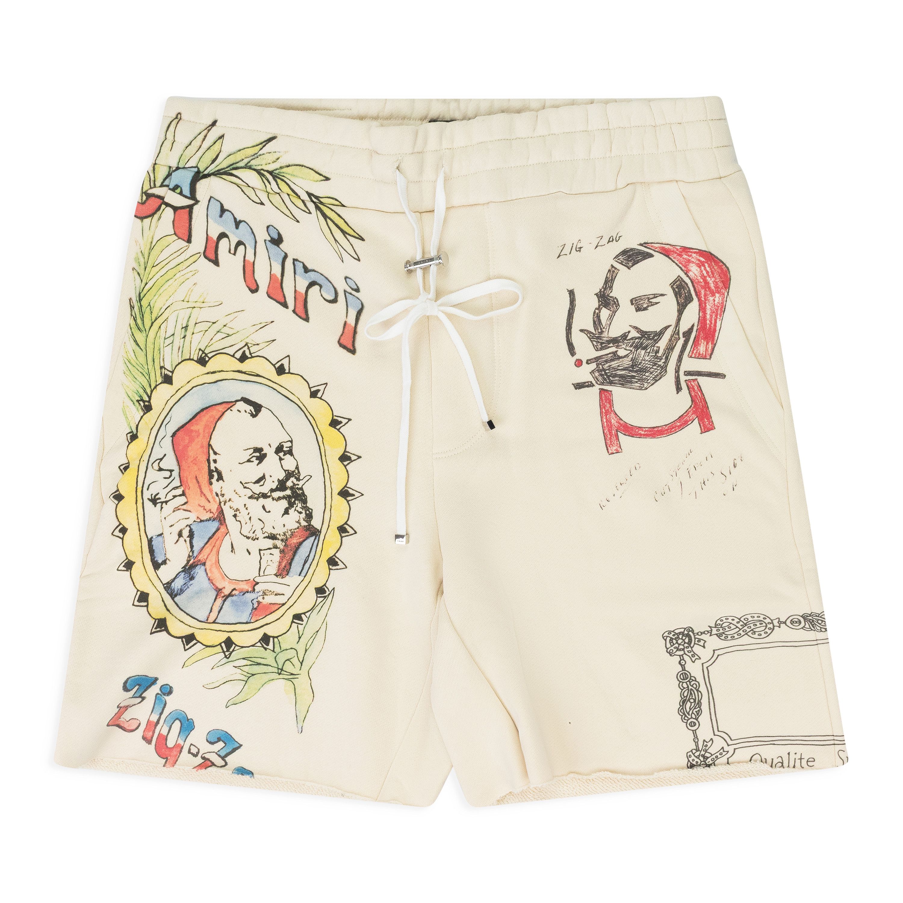 Amiri Almond Zig Zag Sketch Sweatshorts SIZE M