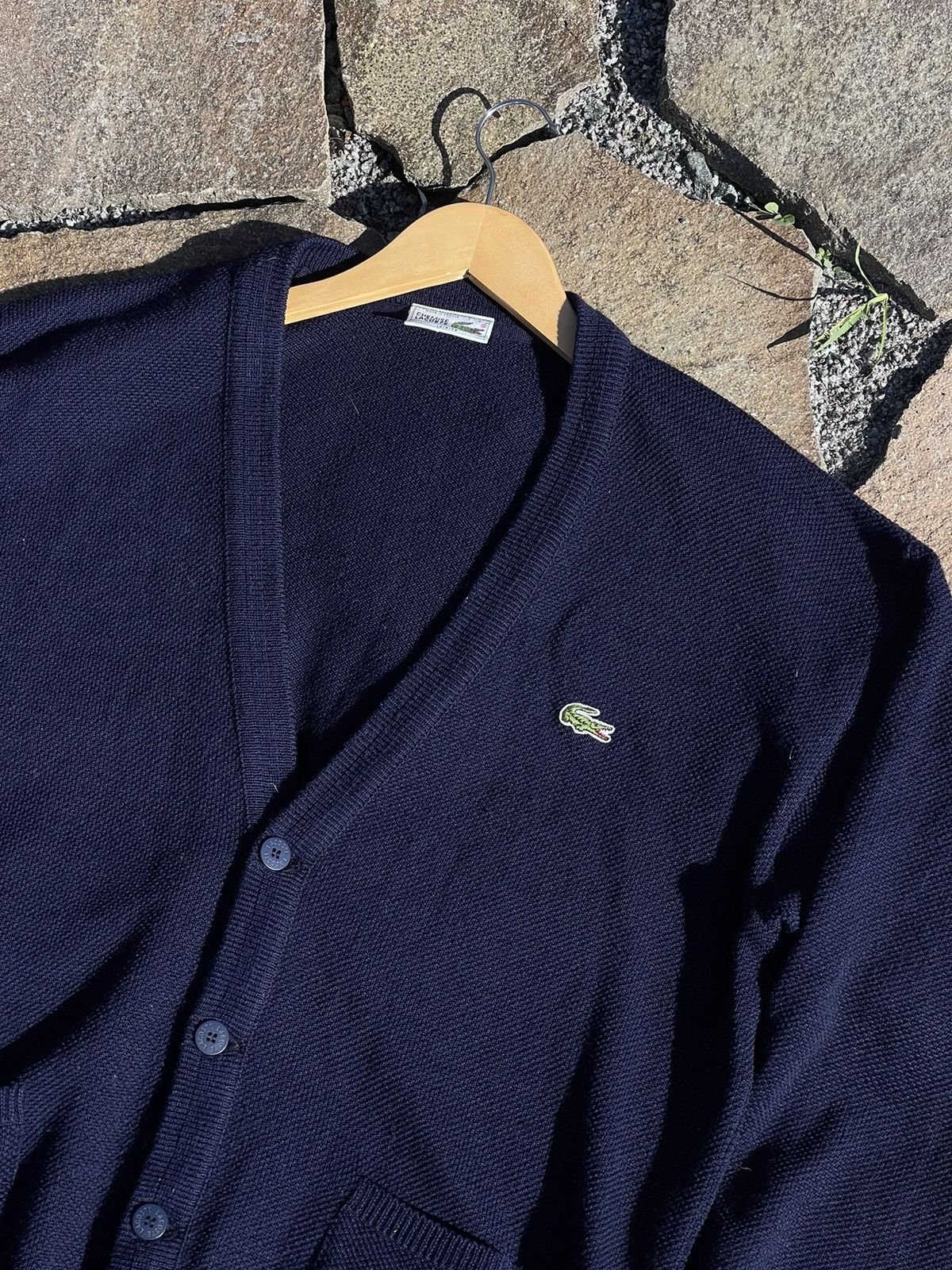 Lacoste 90’s Lacoste logo wool navy cardigan made in France vintage Size US XL / EU 56 / 4 - 7 Thumbnail