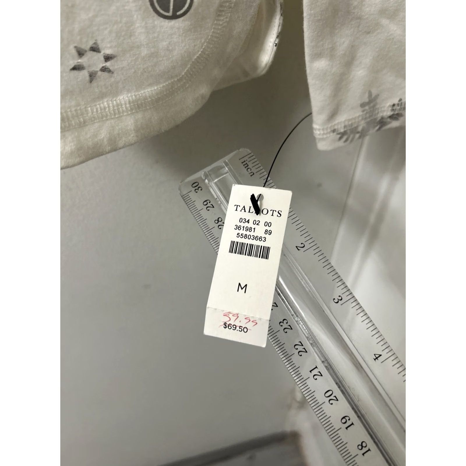 Talbots T by Talbots Top Womens M Ivory Silver Snowflake Button Mock Neck Sweatshirt NWT Size M / US 6-8 / IT 42-44 - 6 Thumbnail