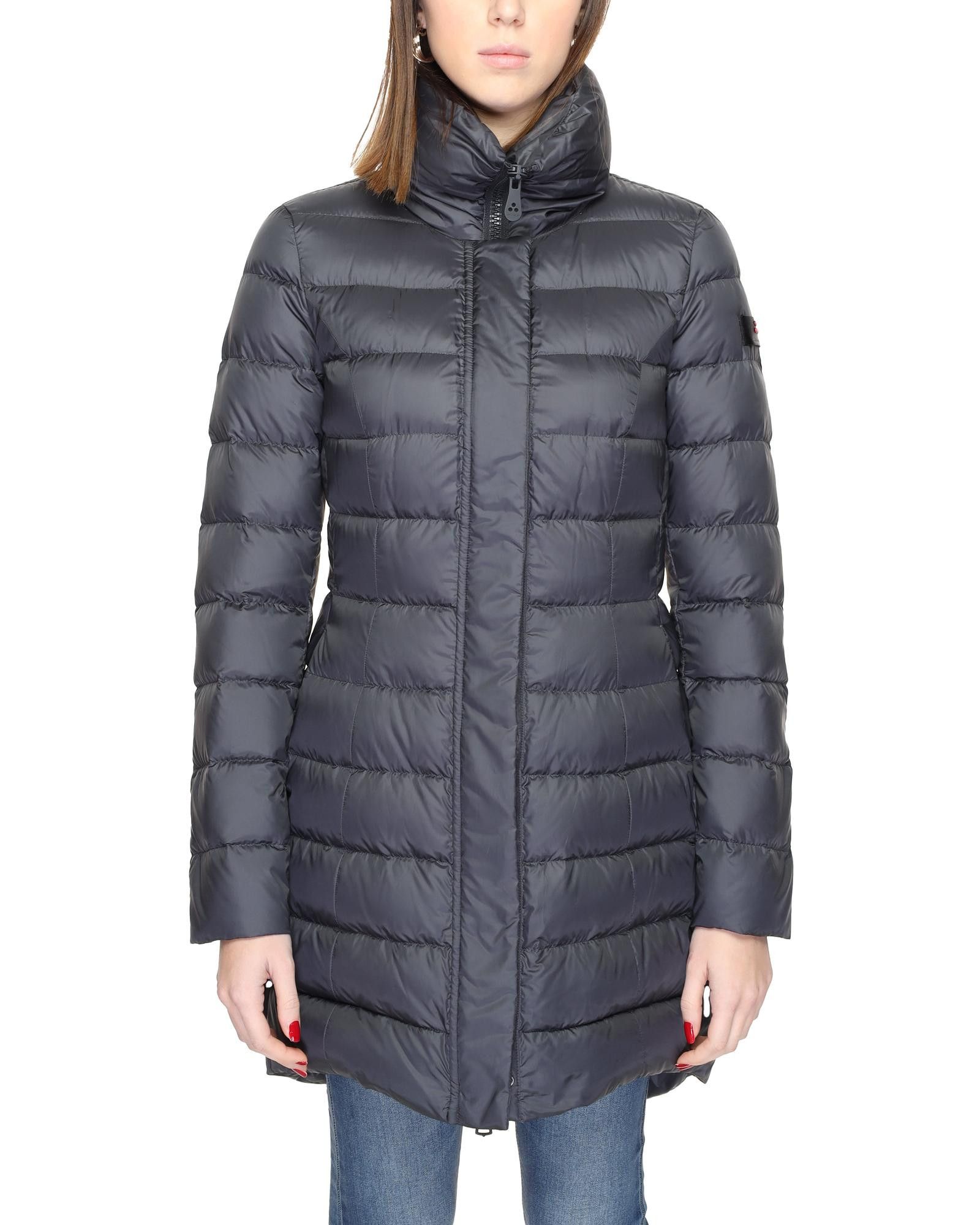 image of Peuterey Polyester Turtleneck Jacket With Zip And Button Fastening in Blue, Women's (Size Medium)