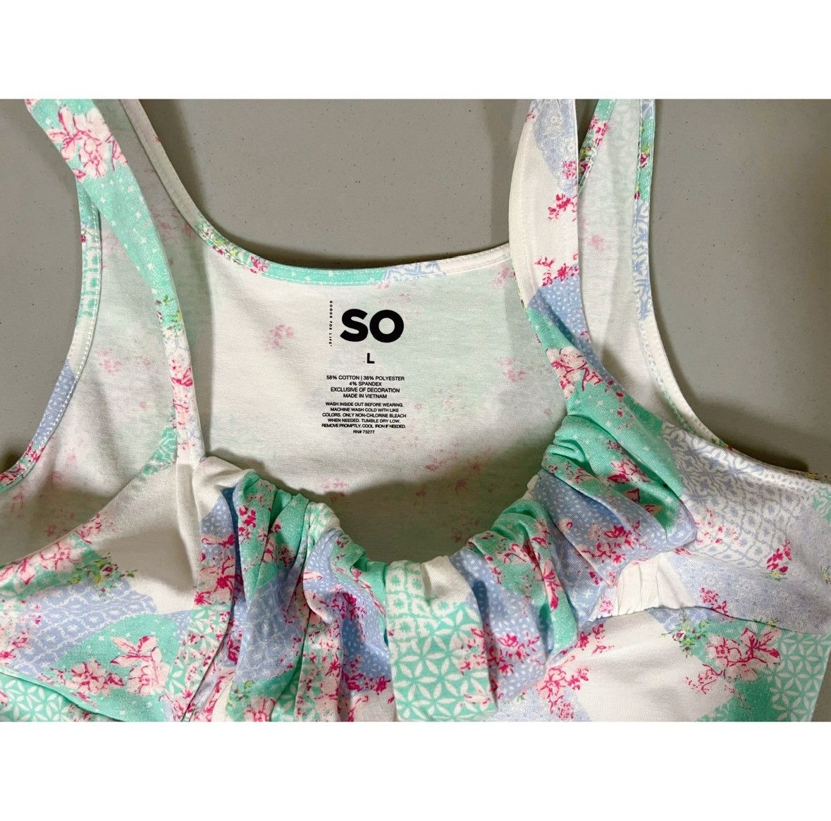 Sonoma SO Paisley Patchwork Floral Ruched Crop Top Shirt Size L 🧚🏼‍♀️✨ Size L / US 10 / IT 46 - 5 Thumbnail