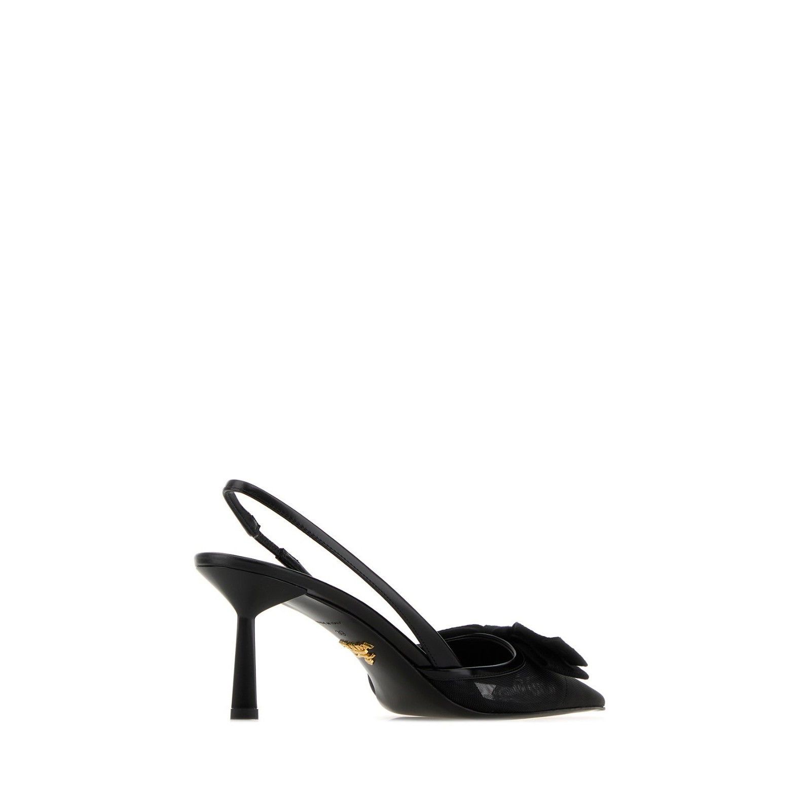 PRADA $1250 Black Mesh Fabric Slingback Pumps New & Authenti