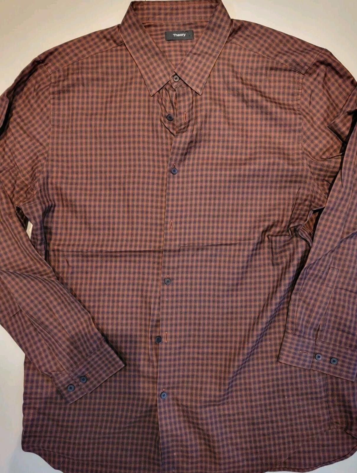 Theory Theory Shirt Men's Irving Dk Pimento Button Up plaid Size XL Size US XL / EU 56 / 4 - 1 Thumbnail