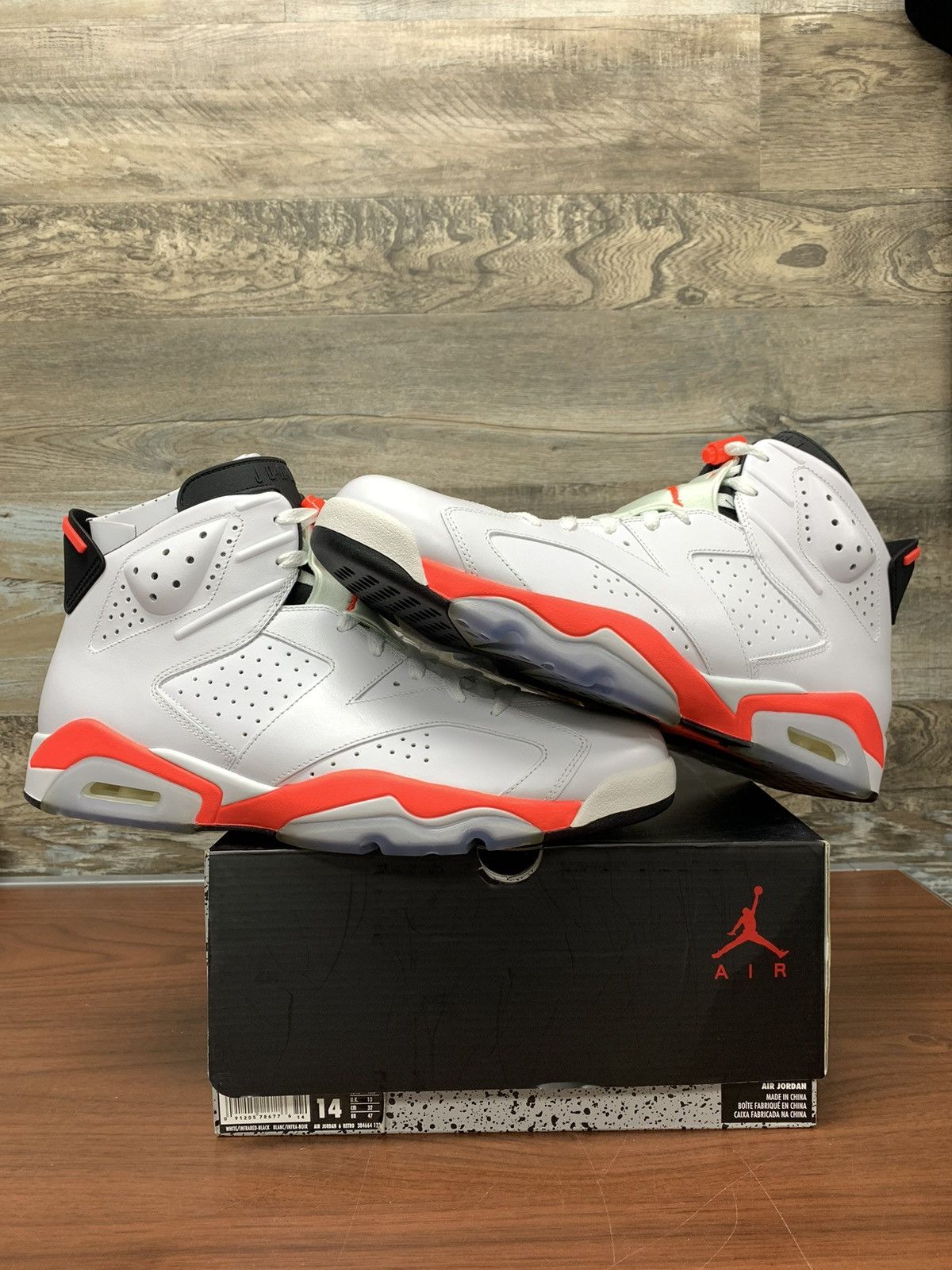 image of Jordan Brand 6 White Infd 2014 Size 14 Shoes in White/Red, Men's