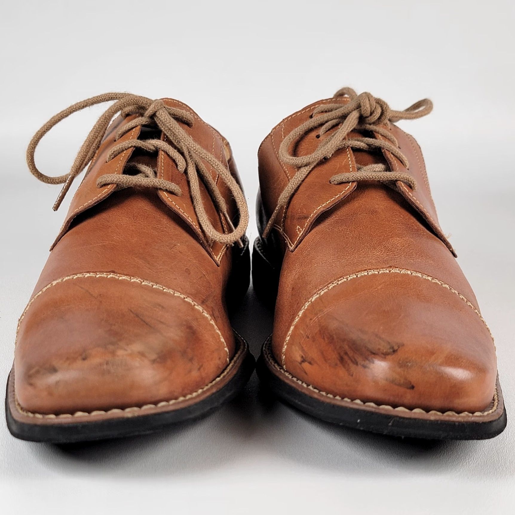 Sandro Moscoloni Shoes Mens 13 M Brown Leather Dress Cap Toe Derby Square  Toe