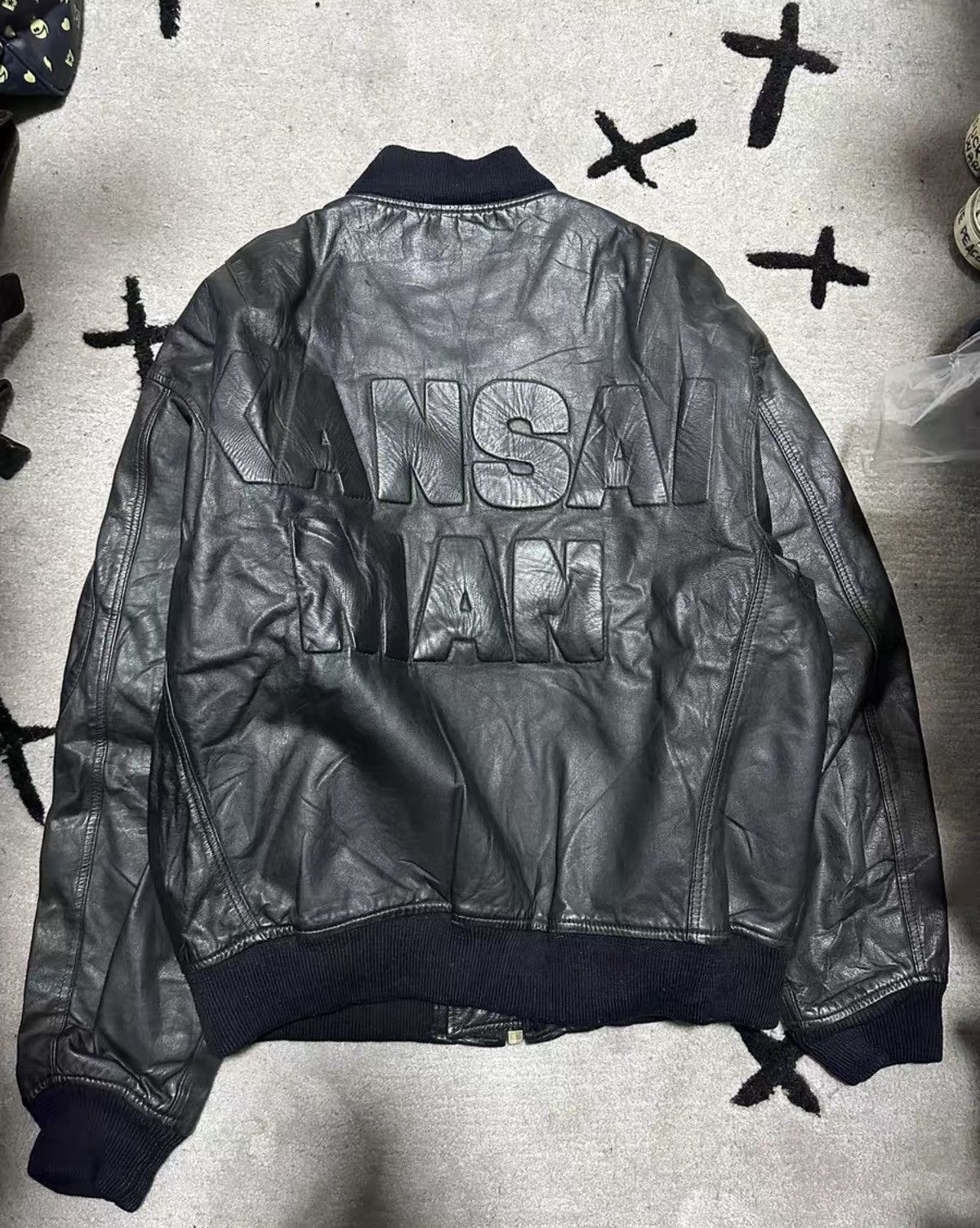 Kansai Yamamoto Kansai Yamamoto 1990s Leather Bomber Jacket Size US L / EU 52-54 / 3 - 5 Thumbnail