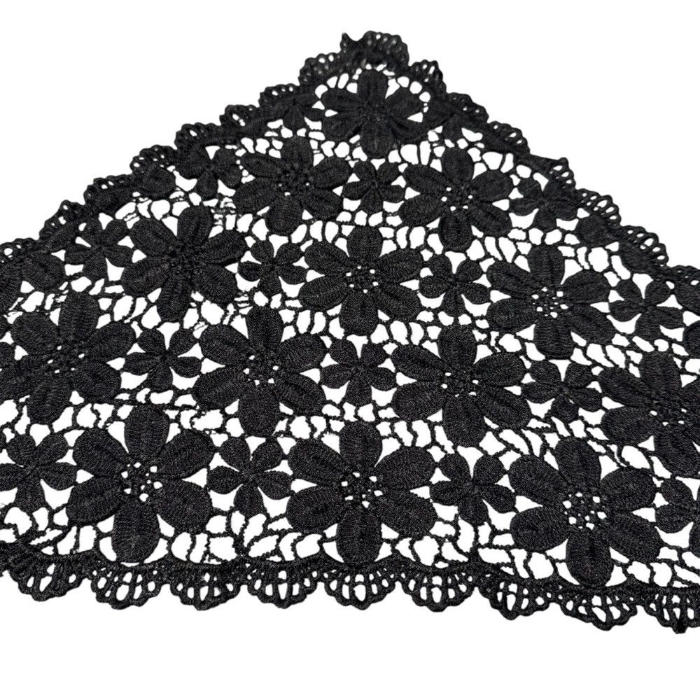 Anthropologie New Anthropologie Floral Crochet Black Hair Scarf Size ONE SIZE - 4 Thumbnail