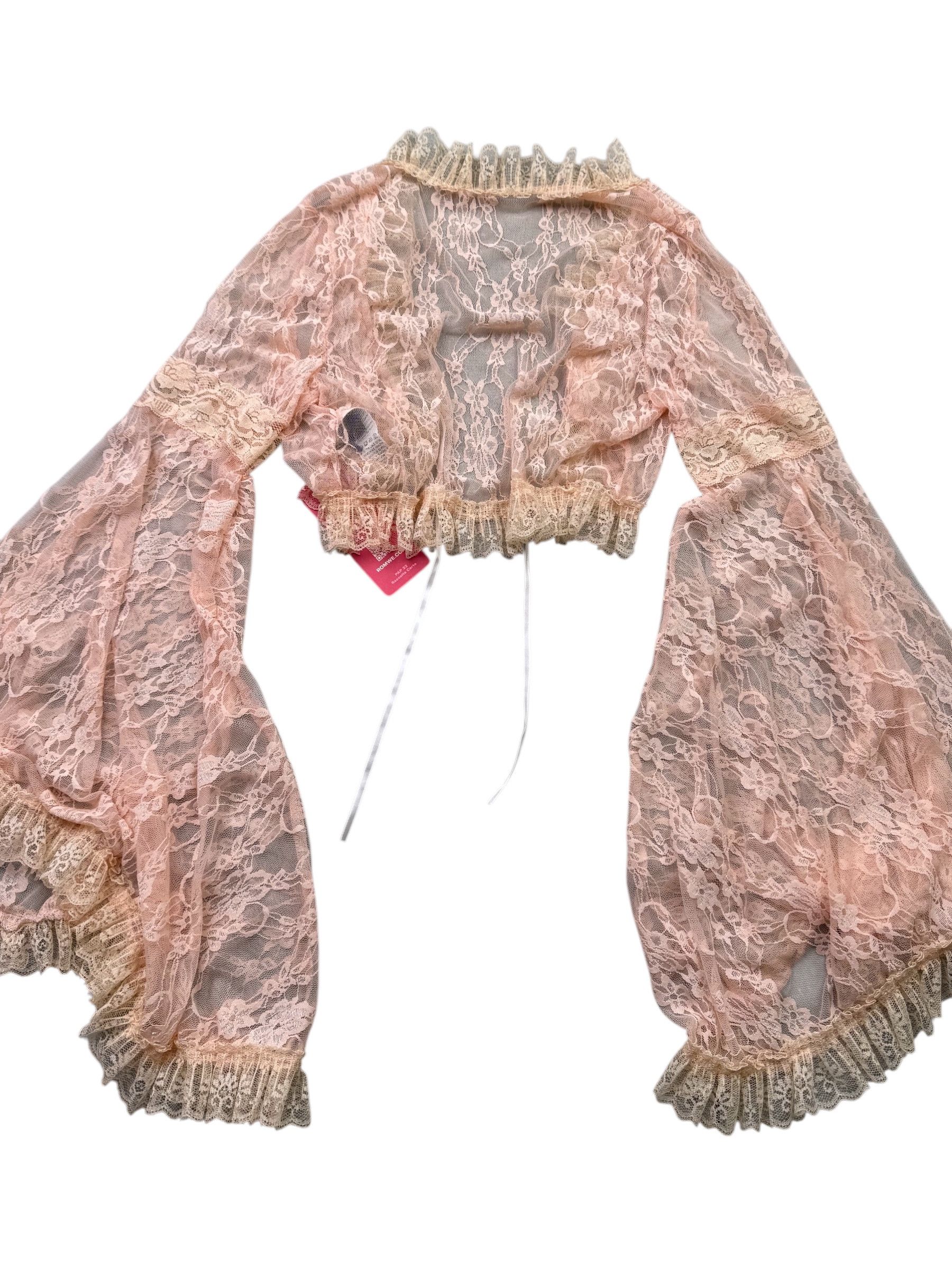 Vintage Vintage Mesh Cropped Blouse W363(D10) Size S / US 4 / IT 40 - 6 Thumbnail