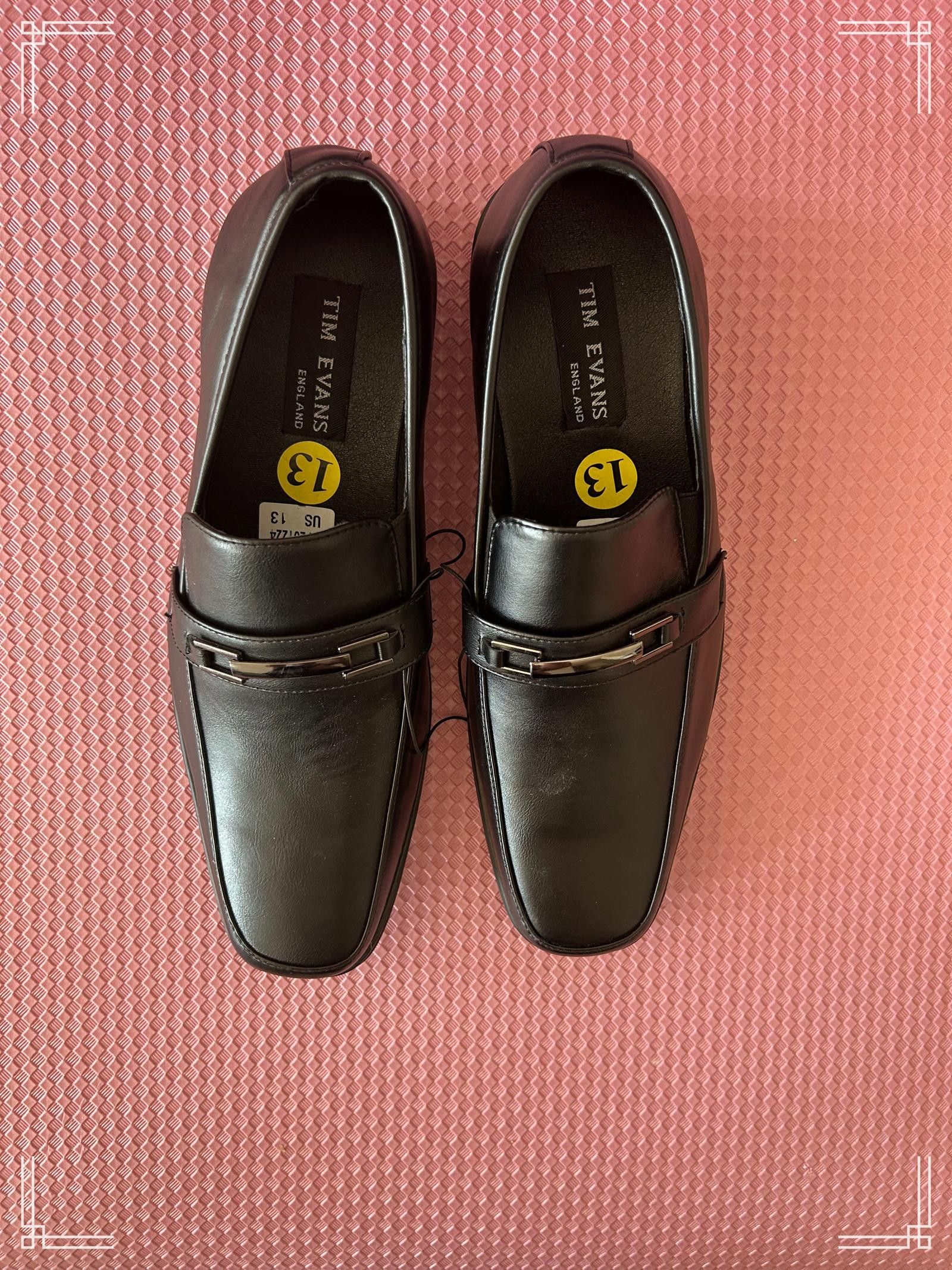 Designer Tim Evans Black Leather Loafers – Men’s Dress Shoes, Size 13 Size US 10 / EU 43 - 2 Thumbnail