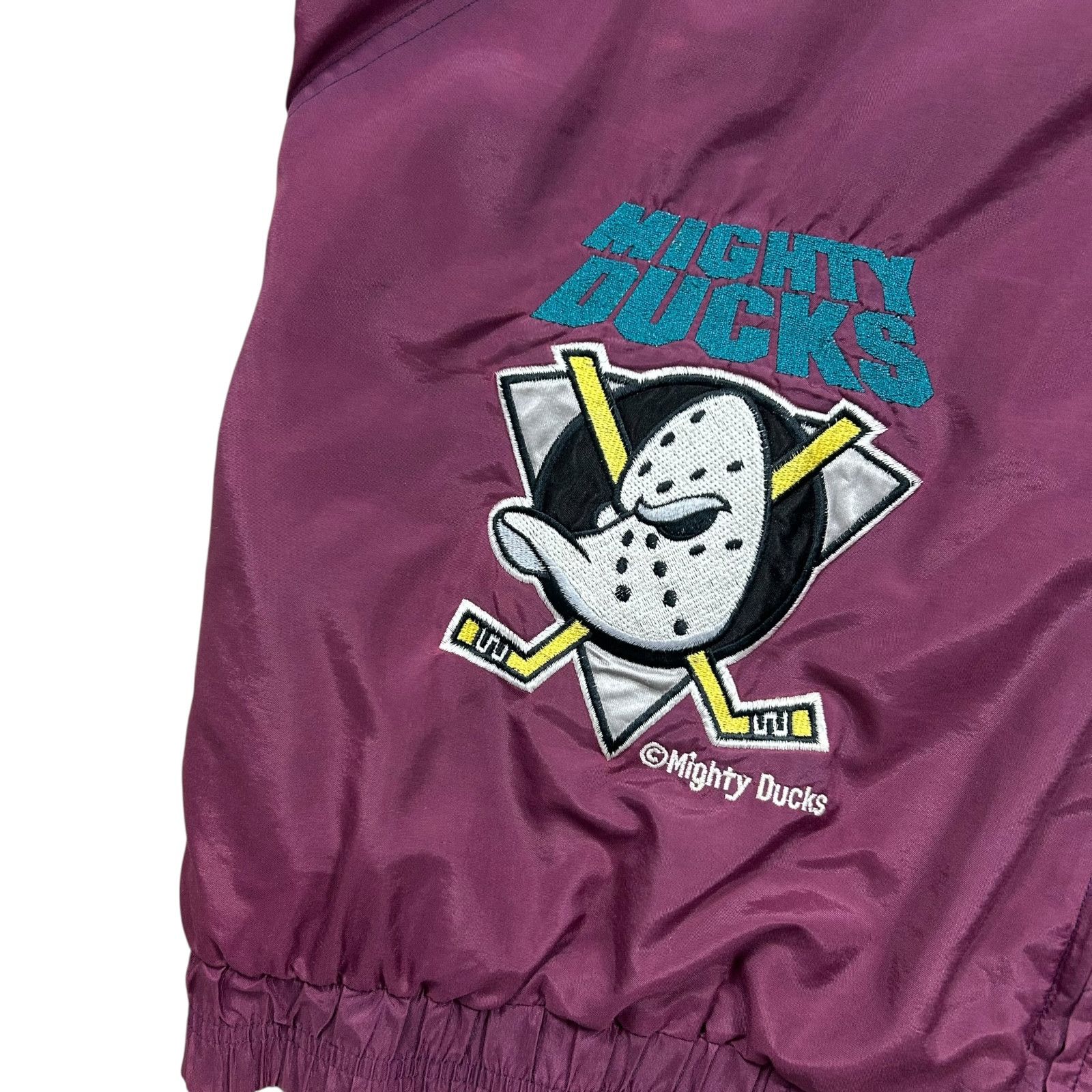 NHL 90s MIGHTY DUCKS LOGO ATHLETIC SHARKTOOTH WINDBREAKER JACKET Size US L / EU 52-54 / 3 - 6 Thumbnail
