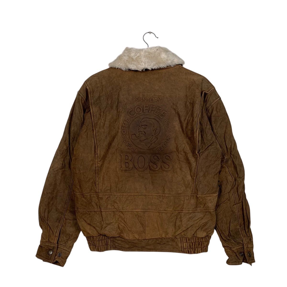 Vintage ☀️Suntory Coffee Boss leather zipper sherpa collar jacket Size US M / EU 48-50 / 2 - 1 Thumbnail