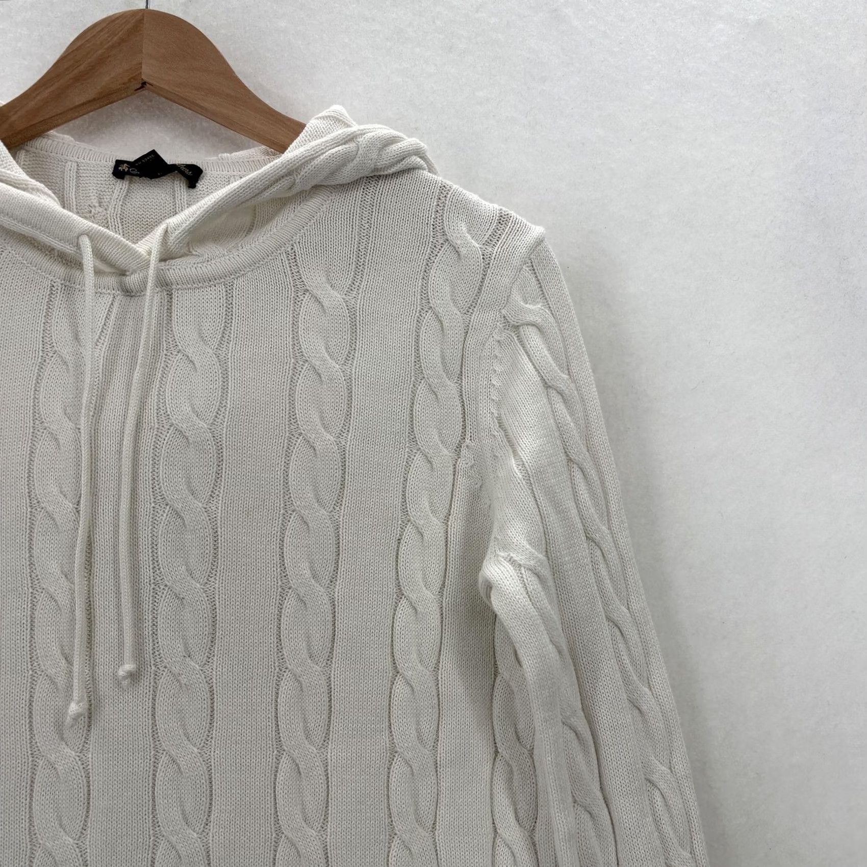 Brooks Brothers Brooks Brothers White Cotton Cable Knit Hooded Pullover Sweater Womens Small Size S / US 4 / IT 40 - 2 Thumbnail