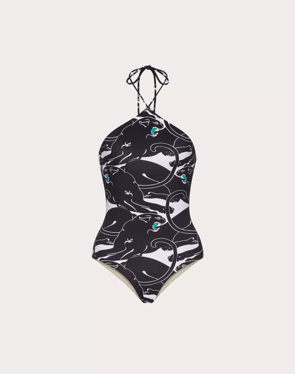 Valentino o1s1wg110625 Panther Lycra Swimsuit in Black Size XL / US 12-14 / IT 48-50 - 1 Thumbnail