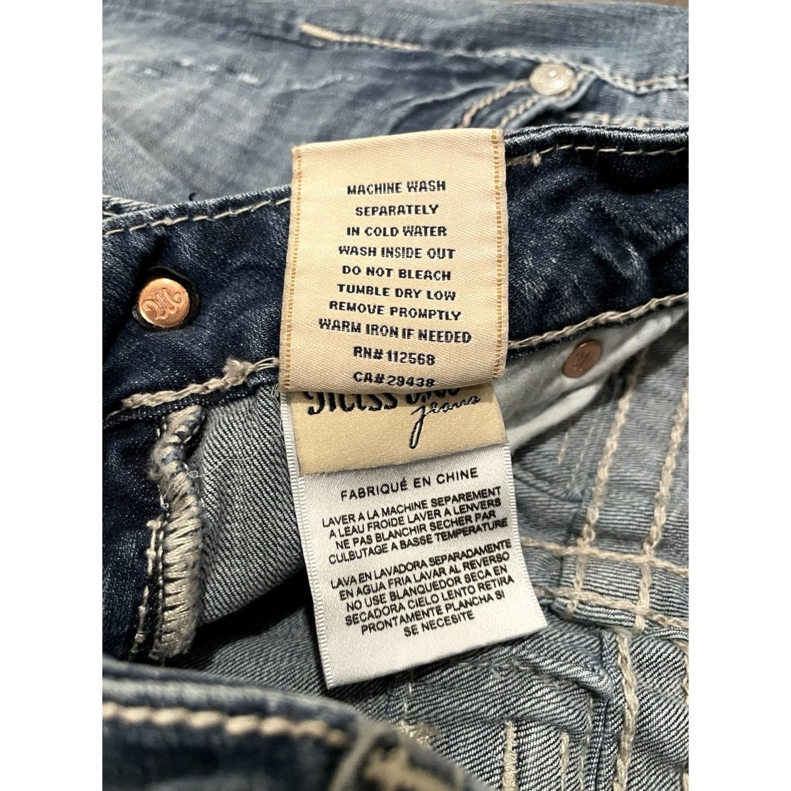 Miss Me Miss Me Bootcut Jeans 28x32 Rhinestone Denim 5-Pocket Cowboy Women Blue F469 Size 28" / US 6 / IT 42 - 8 Thumbnail