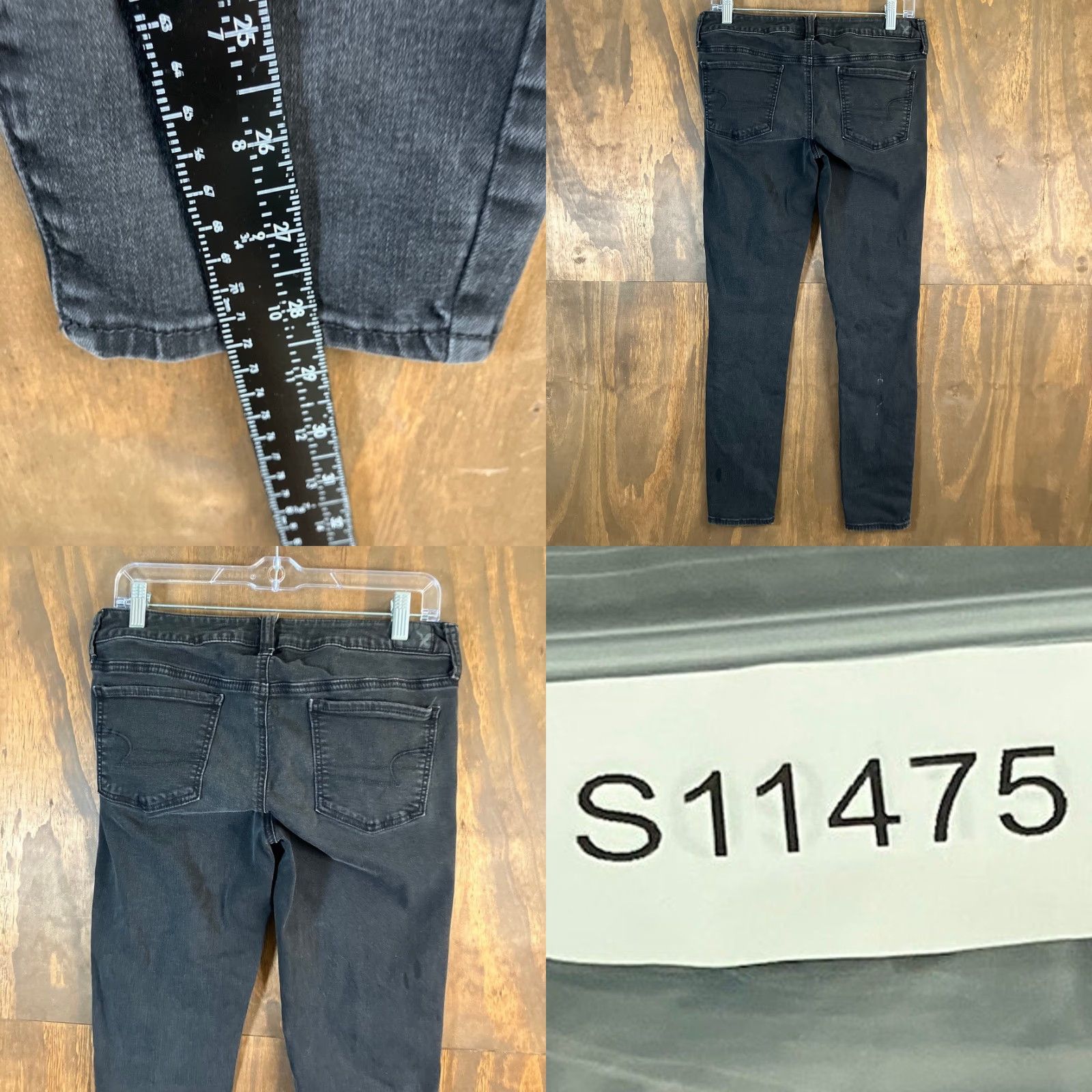 American Eagle Outfitters American Eagle Womens Pants Black Denim Low Rise Skinny Jegging Stretch 10 Size 32" / US 10 / IT 46 - 8 Thumbnail
