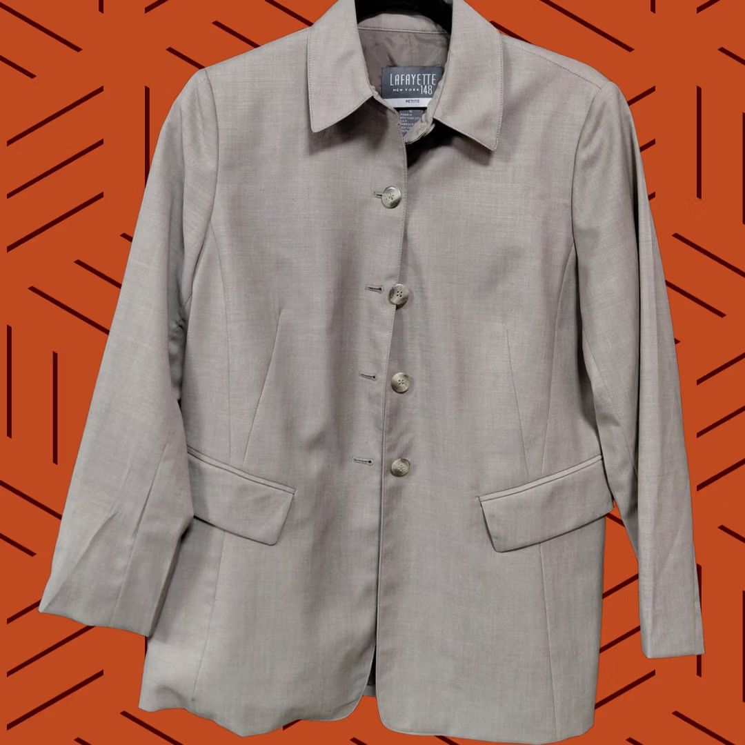 Vintage Lafayette 148 New York Petite Jacket Beige Solid Long Sleeve Women Size 6 Size M / US 6-8 / IT 42-44 - 1 Thumbnail