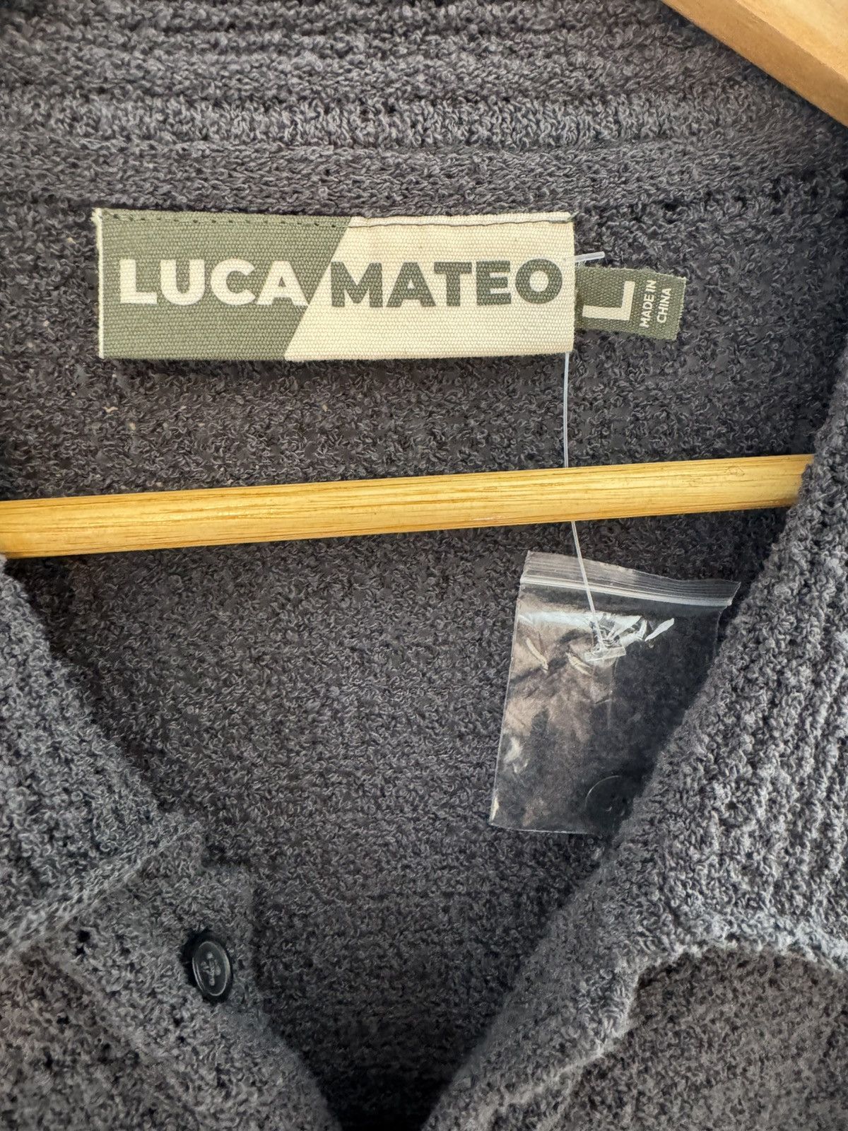 Other Luca Mateo Textured Open Knit Boxy Fit Button Down Polo Grey Size US L / EU 52-54 / 3 - 4 Thumbnail