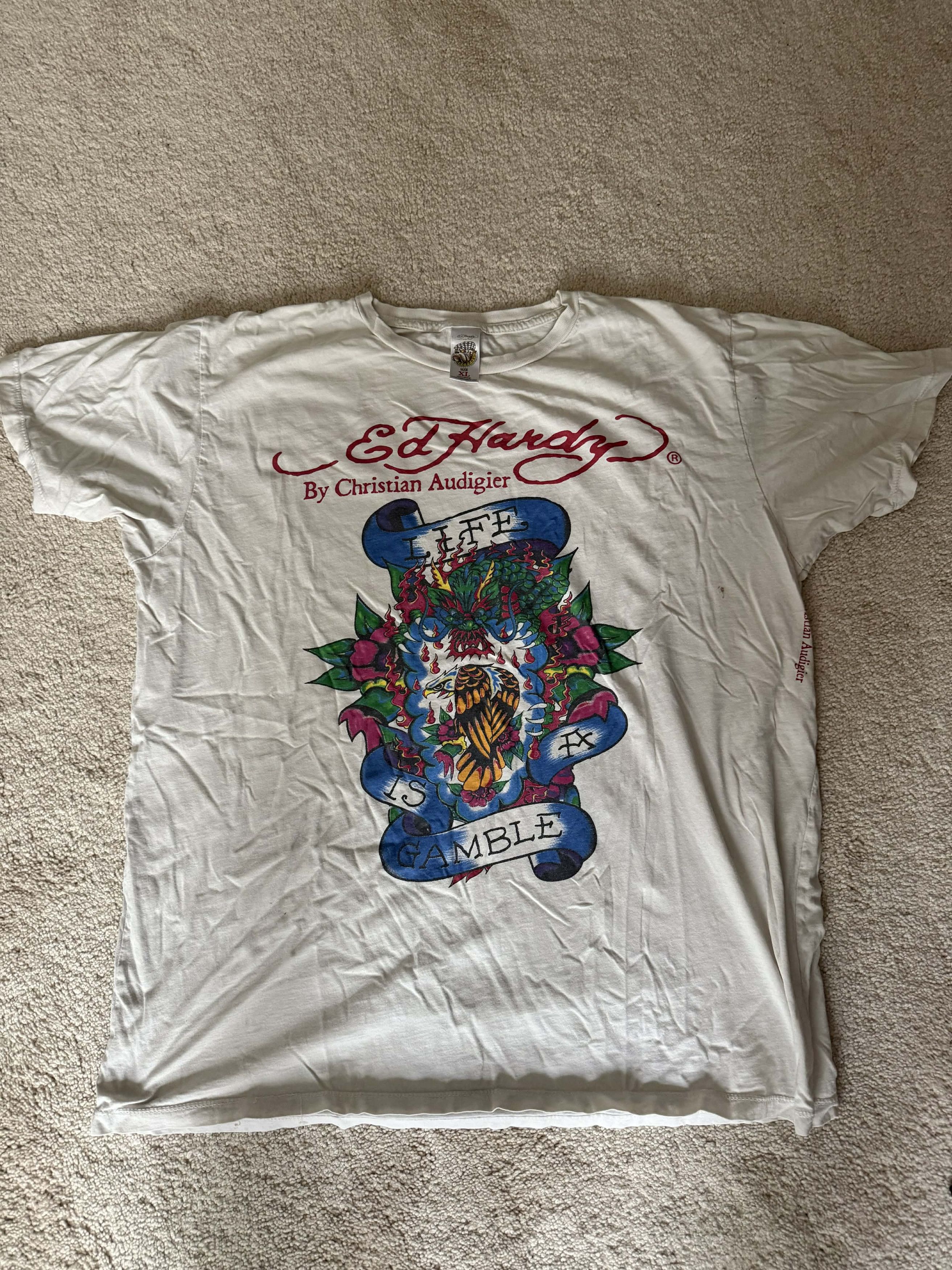 Ed Hardy Ed Hardy White Graphic Tee (Y2K) Size US M / EU 48-50 / 2 - 1 Thumbnail