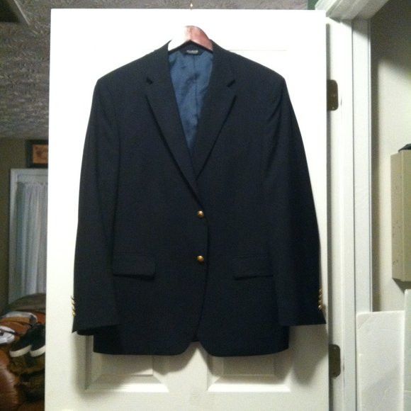 Jos. A. Bank JOS.A.BANK MENS NAVY 100%WOOL SPORT COAT JACKET SIZE:43R Size 42R - 3 Thumbnail