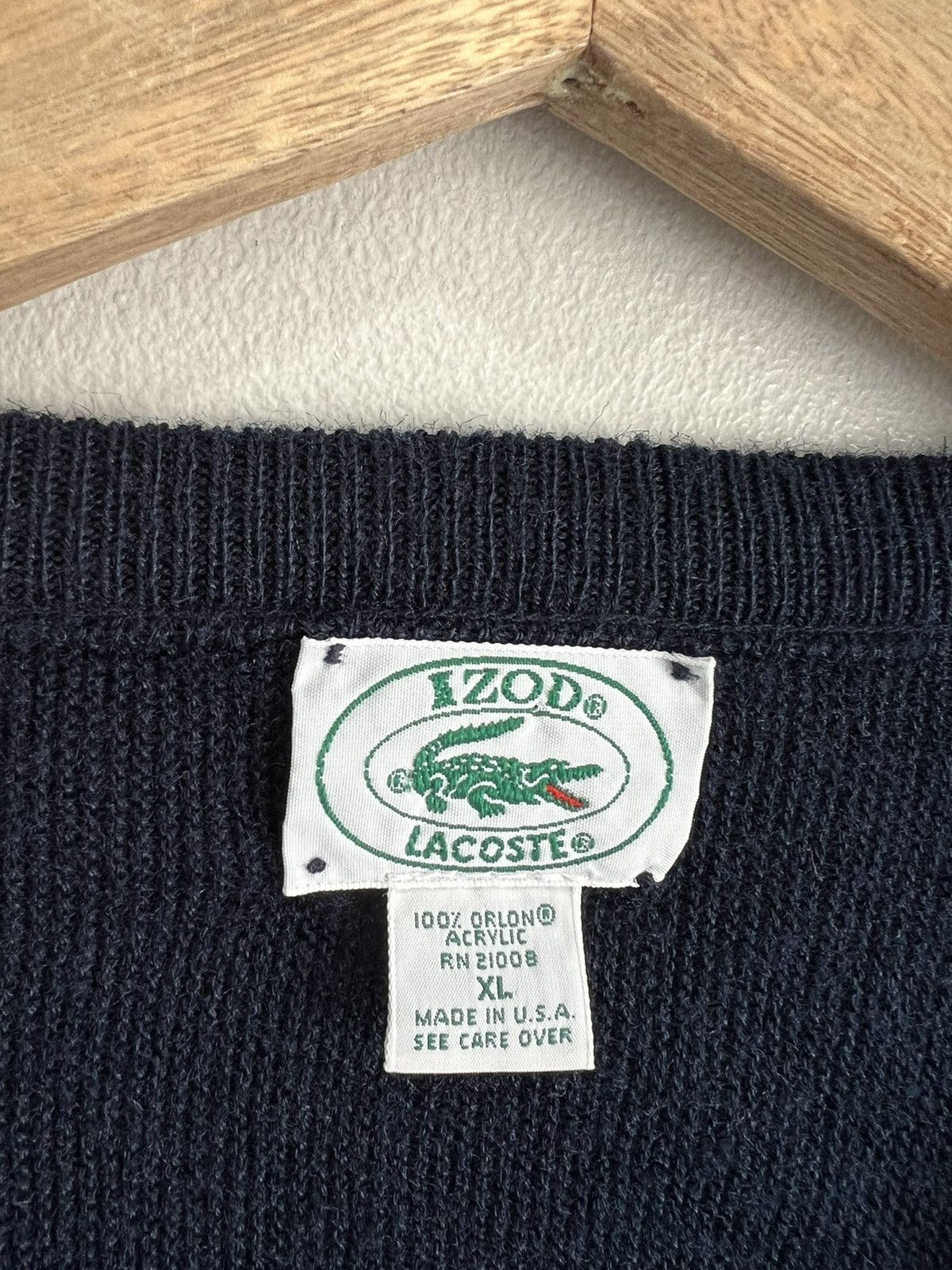 Lacoste Vintage Lacoste Vneck Knit sweater XL Size US XL / EU 56 / 4 - 3 Thumbnail