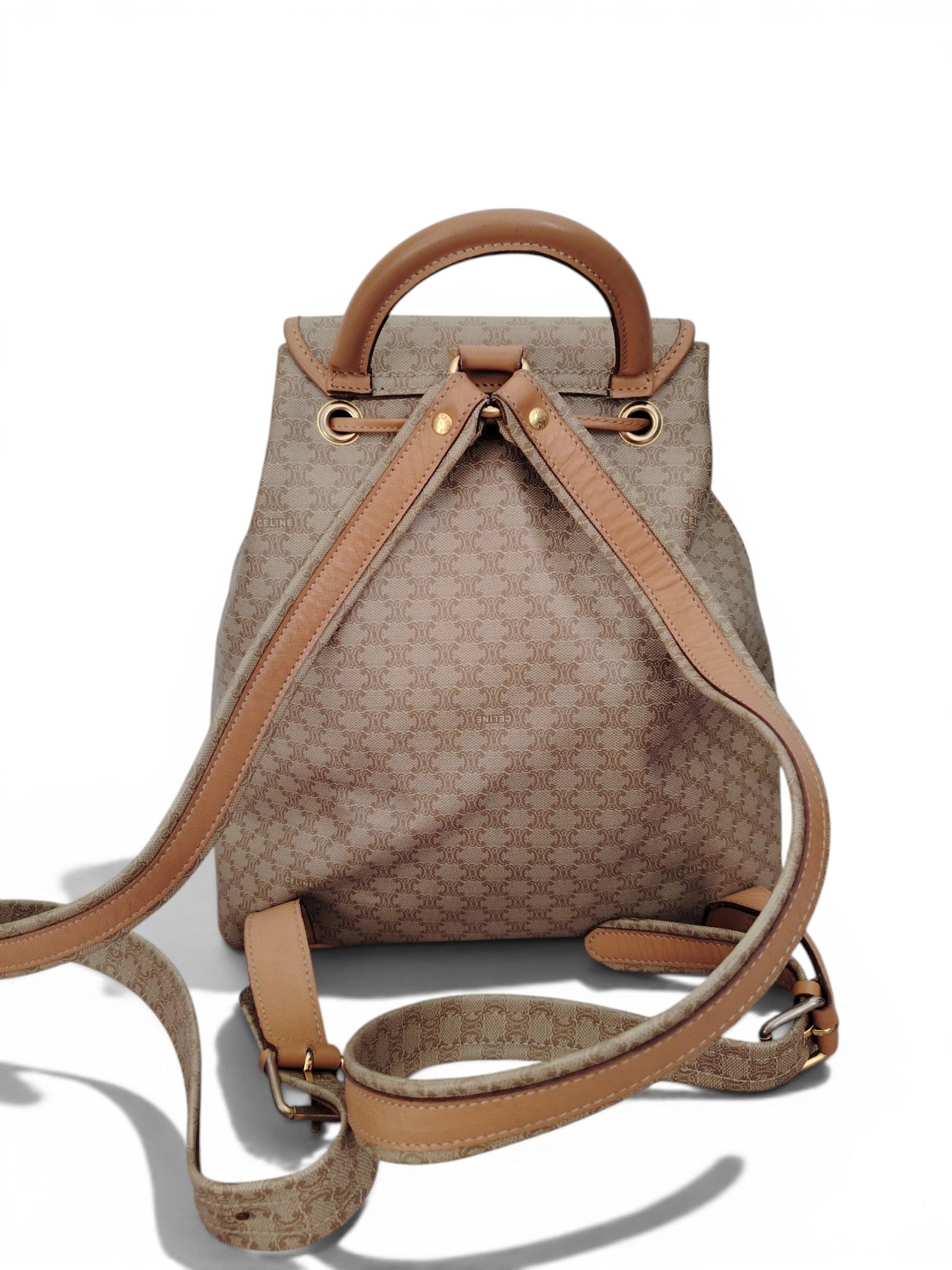 Authentic CELINE Macadam Backpack Purse Celine Vintage Macadam Backpack - Brown Backpacks, Handbags  main image 2