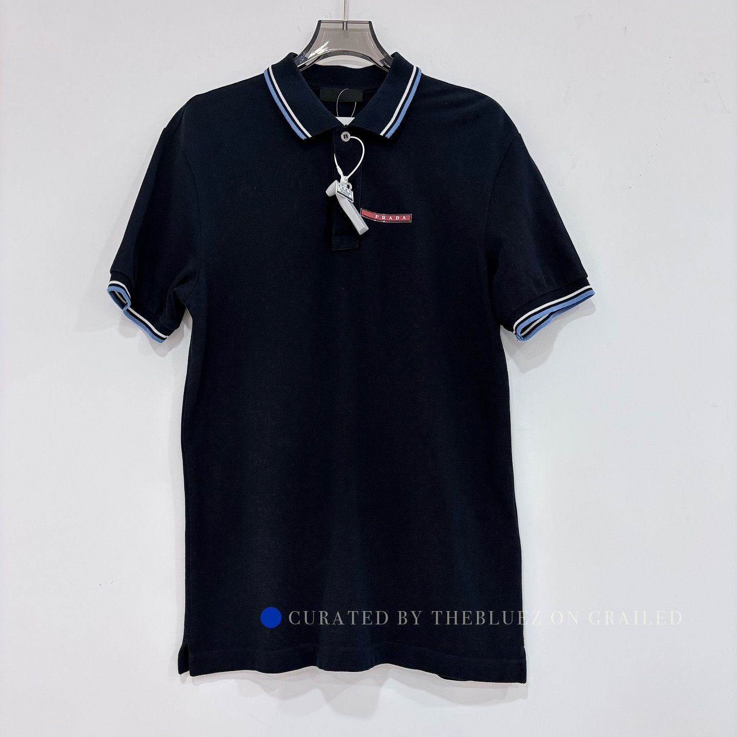 Prada Striped Collar Cotton Polo Shirt Size US M / EU 48-50 / 2 - 1 Thumbnail