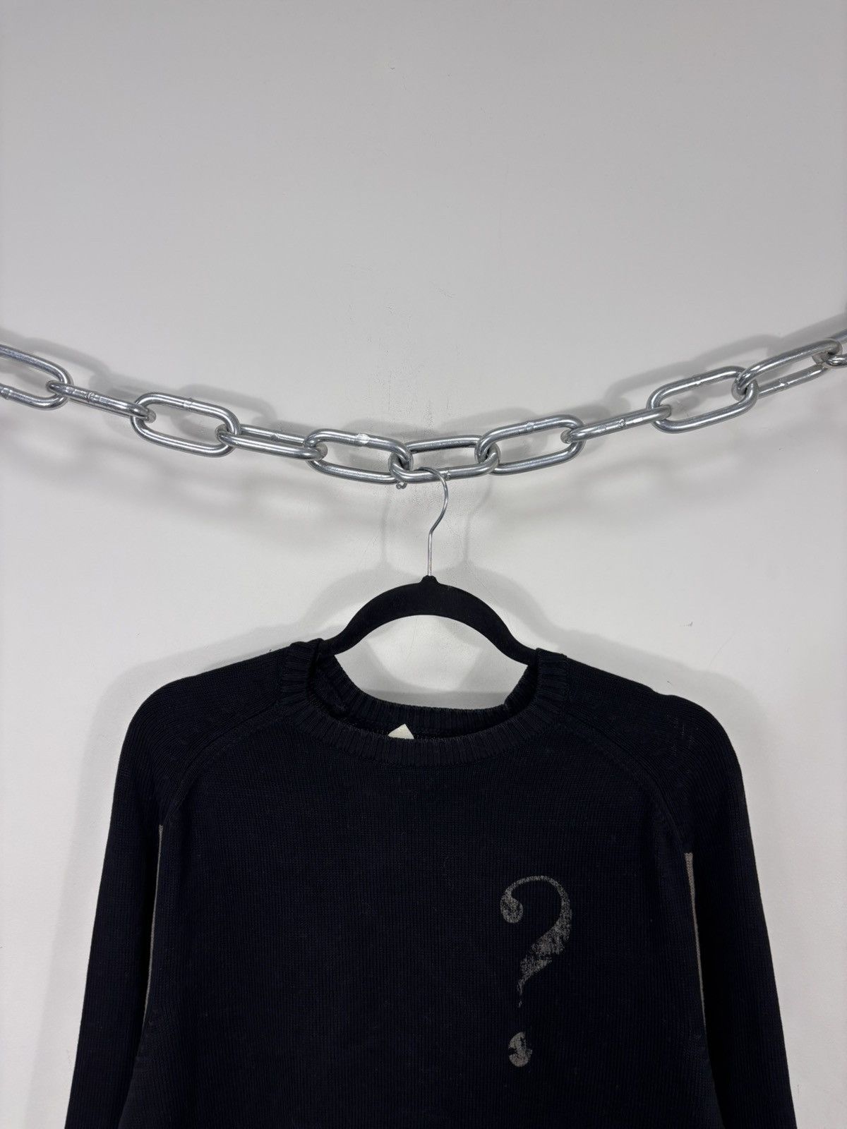 Moschino Vintage Moschino Men’s Question Mark Logo Black Knit Sweater Size US L / EU 52-54 / 3 - 4 Thumbnail