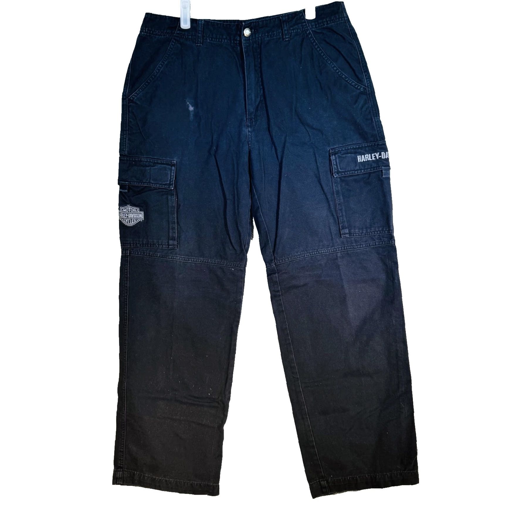 Harley Davidson Harley-Davidson Jeans Mens 34x28 Dark Wash Black Relaxed Straight Zip Fly Denim Pocket Logo Cargo Pockets 5-Pocket Design Size US 34 / EU 50 - 5 Thumbnail