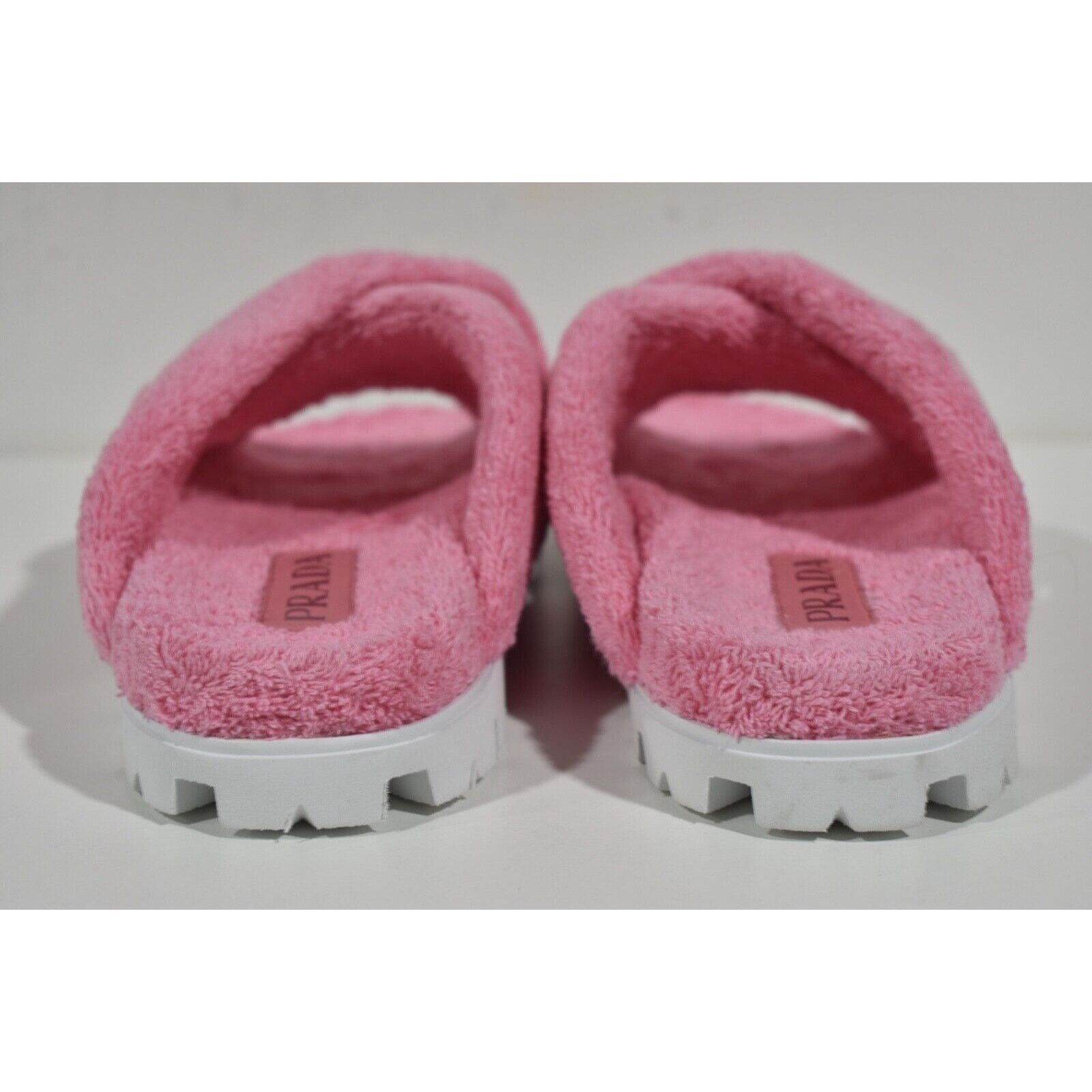 Prada Prada Terry Pink Triangle Logo Criss Cross Strap Sandal Size US 10.5 / IT 40.5 - 11 Thumbnail