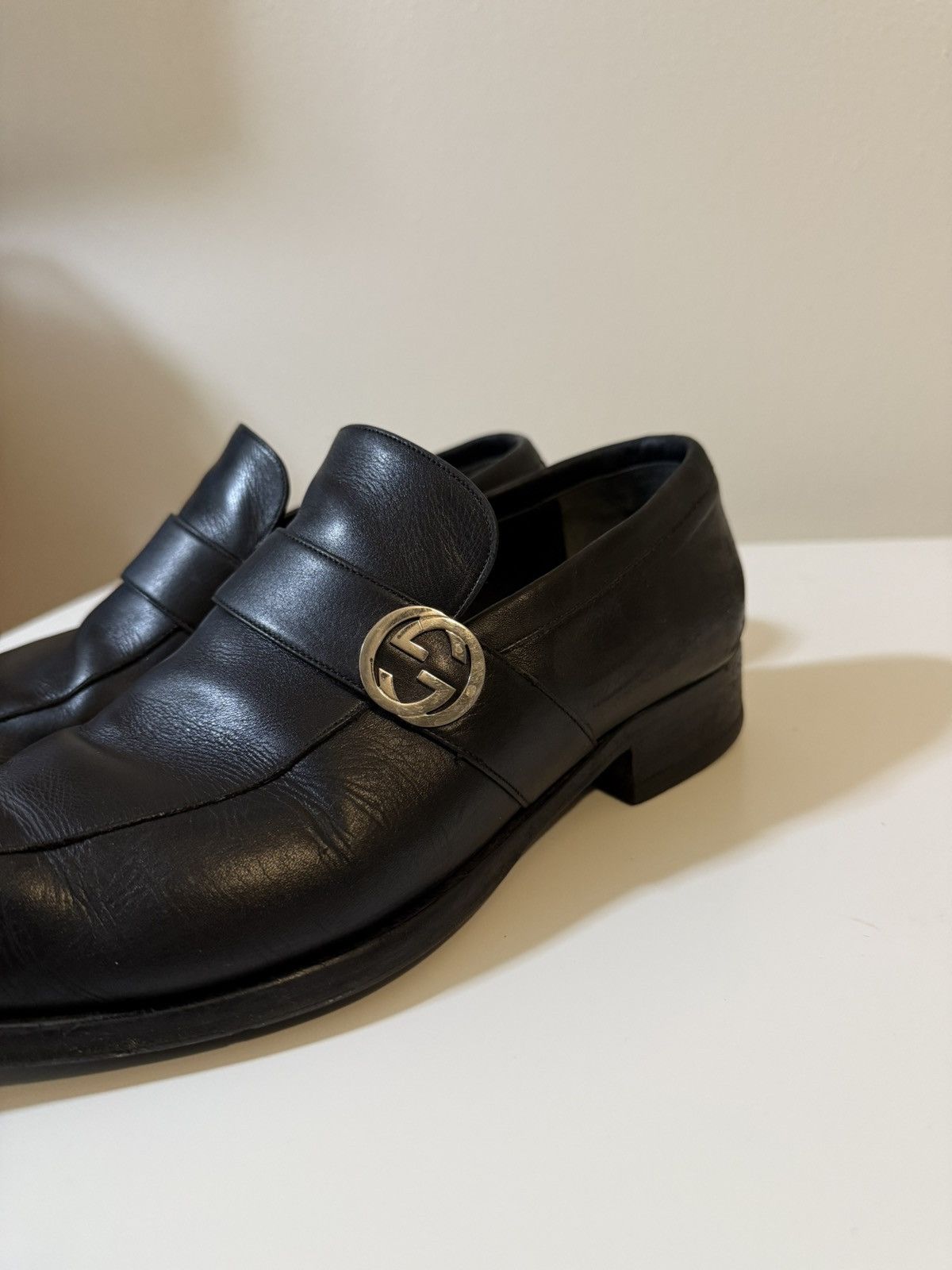 Gucci Gucci Interlocking G Logo Leather Loafers Size US 8 / EU 41 - 10 Thumbnail