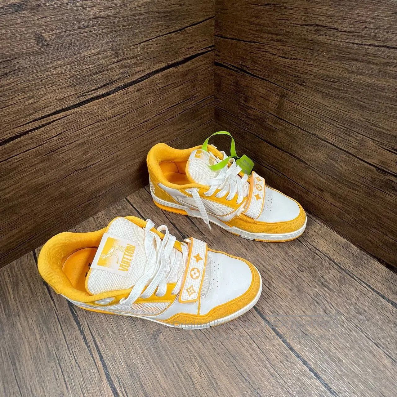 Louis Vuitton LV Trainer White Yellow Velcro Sneakers. Size US 9.5 / EU 42-43 - 3 Thumbnail
