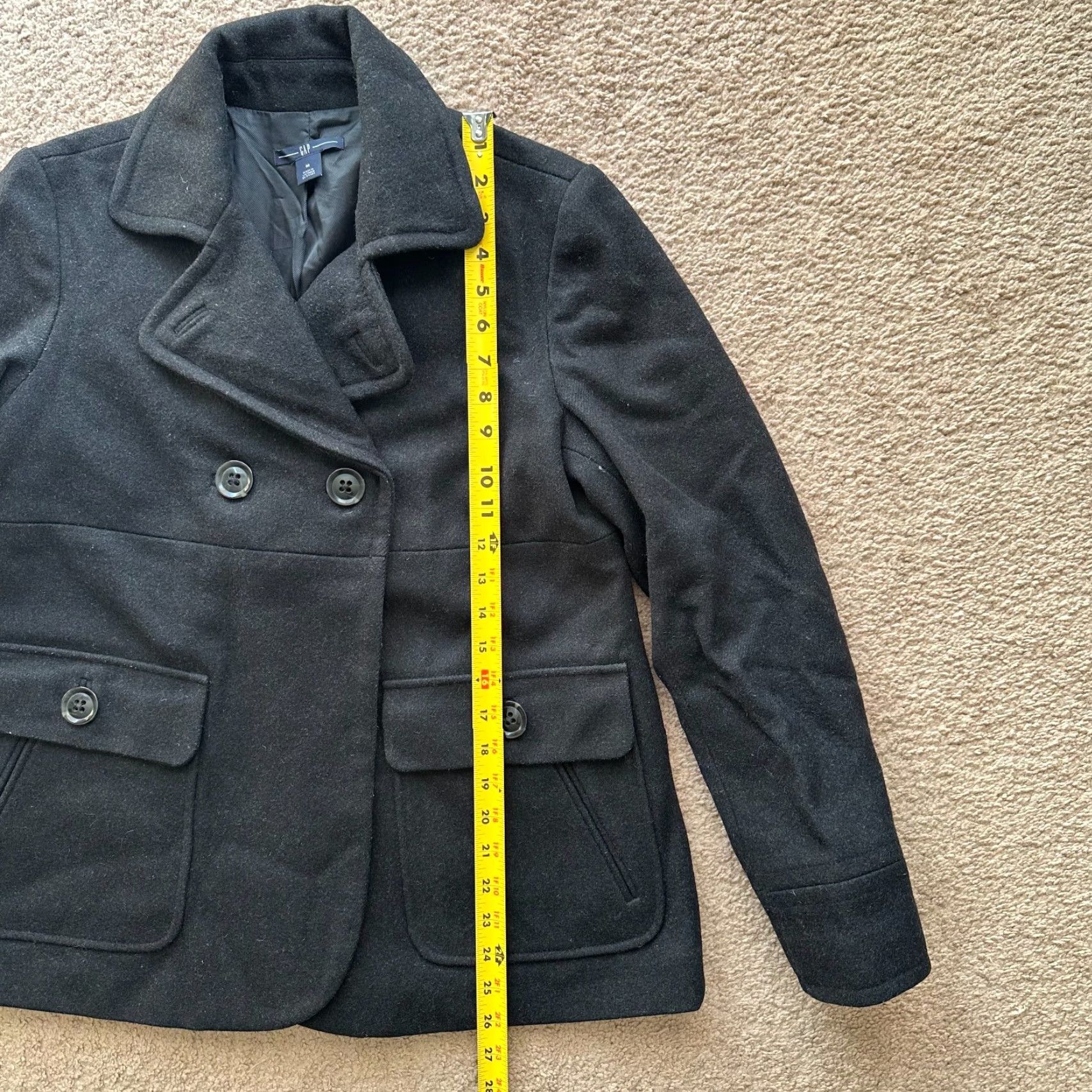Gap GAP Pea Coat Womens Medium Wool Blend Notch Dark Grey Coat Size M / US 6-8 / IT 42-44 - 7 Thumbnail