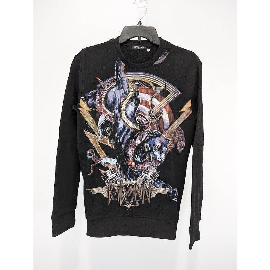 Balmain o1rshd1 Side Zip Sweatshirt in Black Size US S / EU 44-46 / 1 - 2 Thumbnail