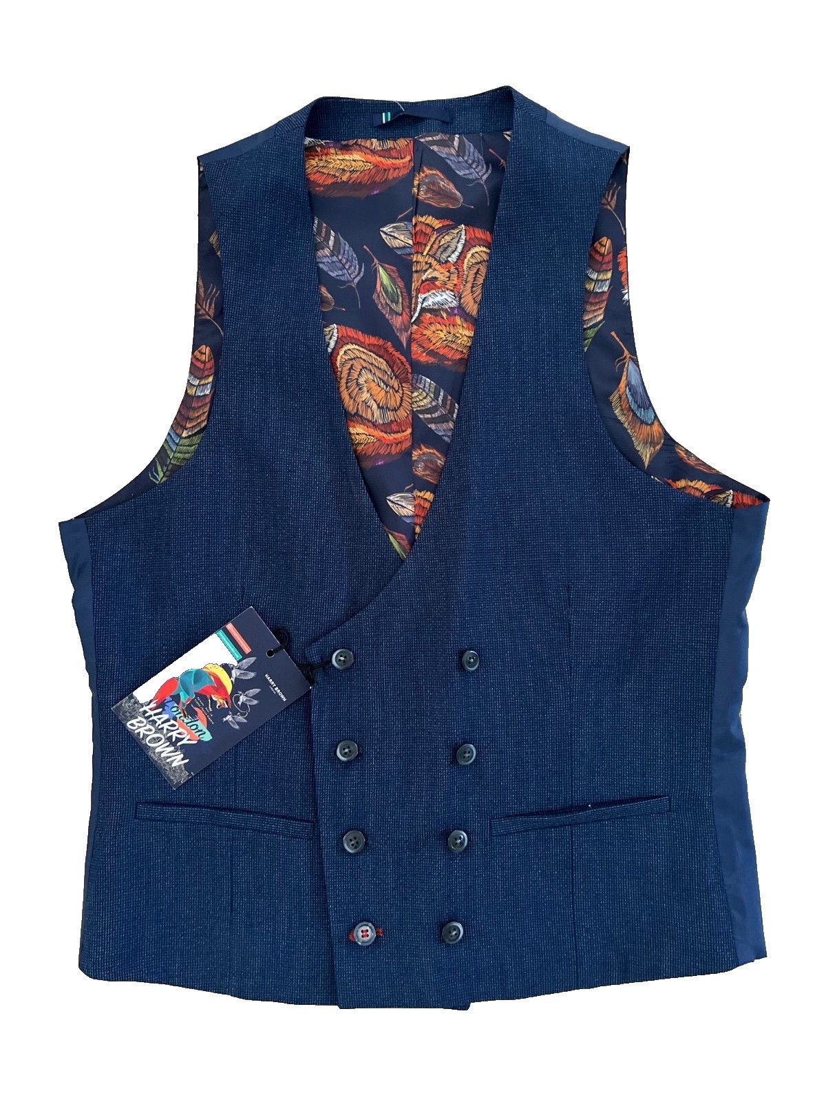 Other Harry Brown London Double Breasted Vest Waistcoat Blue 38R Size US M / EU 48-50 / 2 - 2 Thumbnail