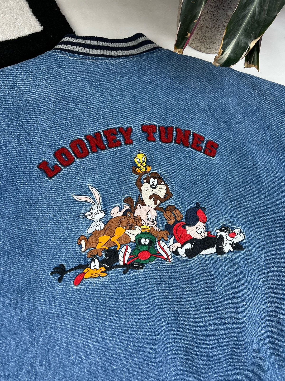 Disney × Vintage Rare! Xxxtentation style looney tunes Denim Varsity Jacket Size US L / EU 52-54 / 3 - 8 Thumbnail