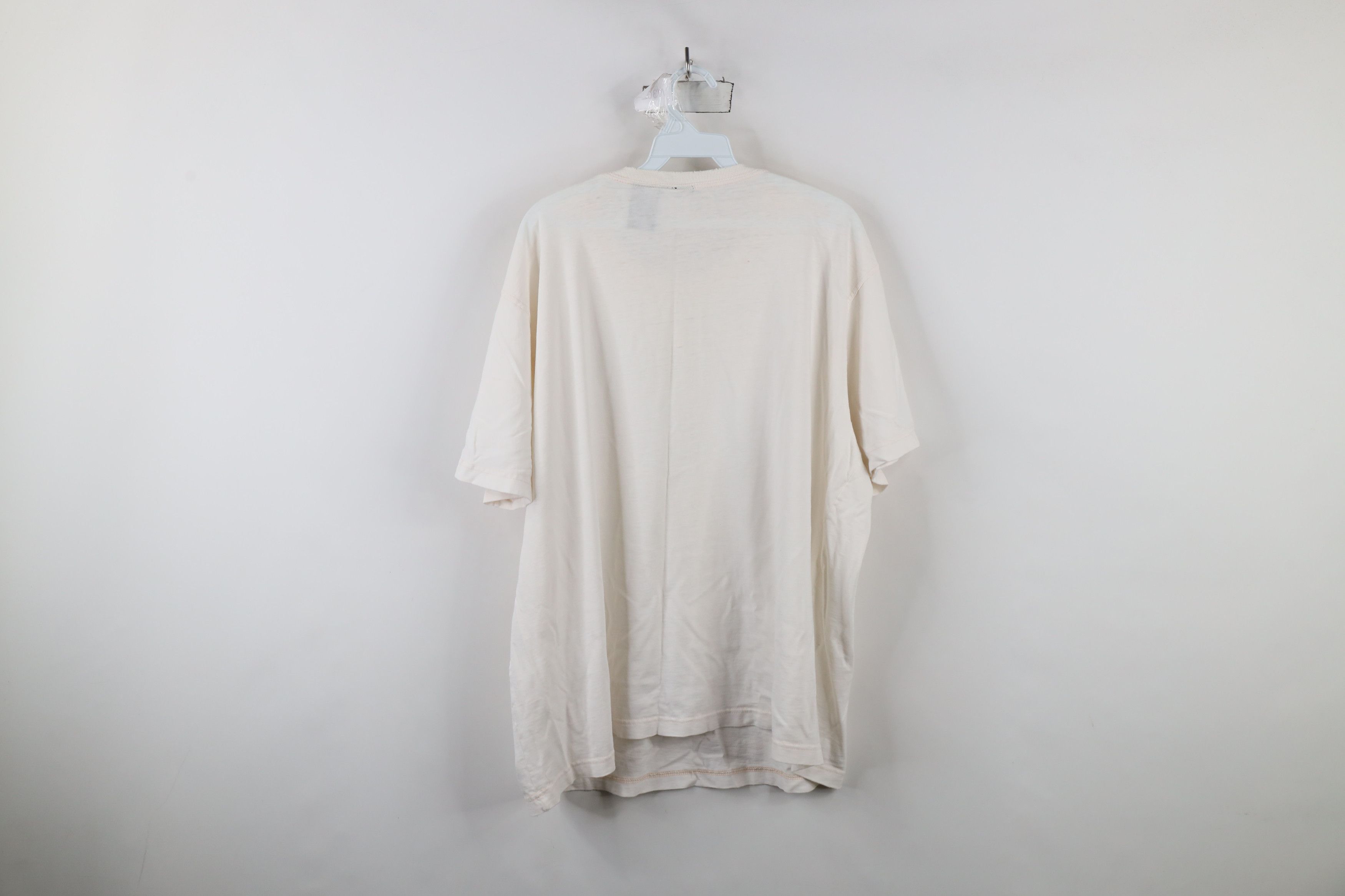 Vintage Vintage 90s Streetwear Blank Thin Soft Cotton T-Shirt Cream Size US XXL / EU 58 / 5 - 12 Thumbnail