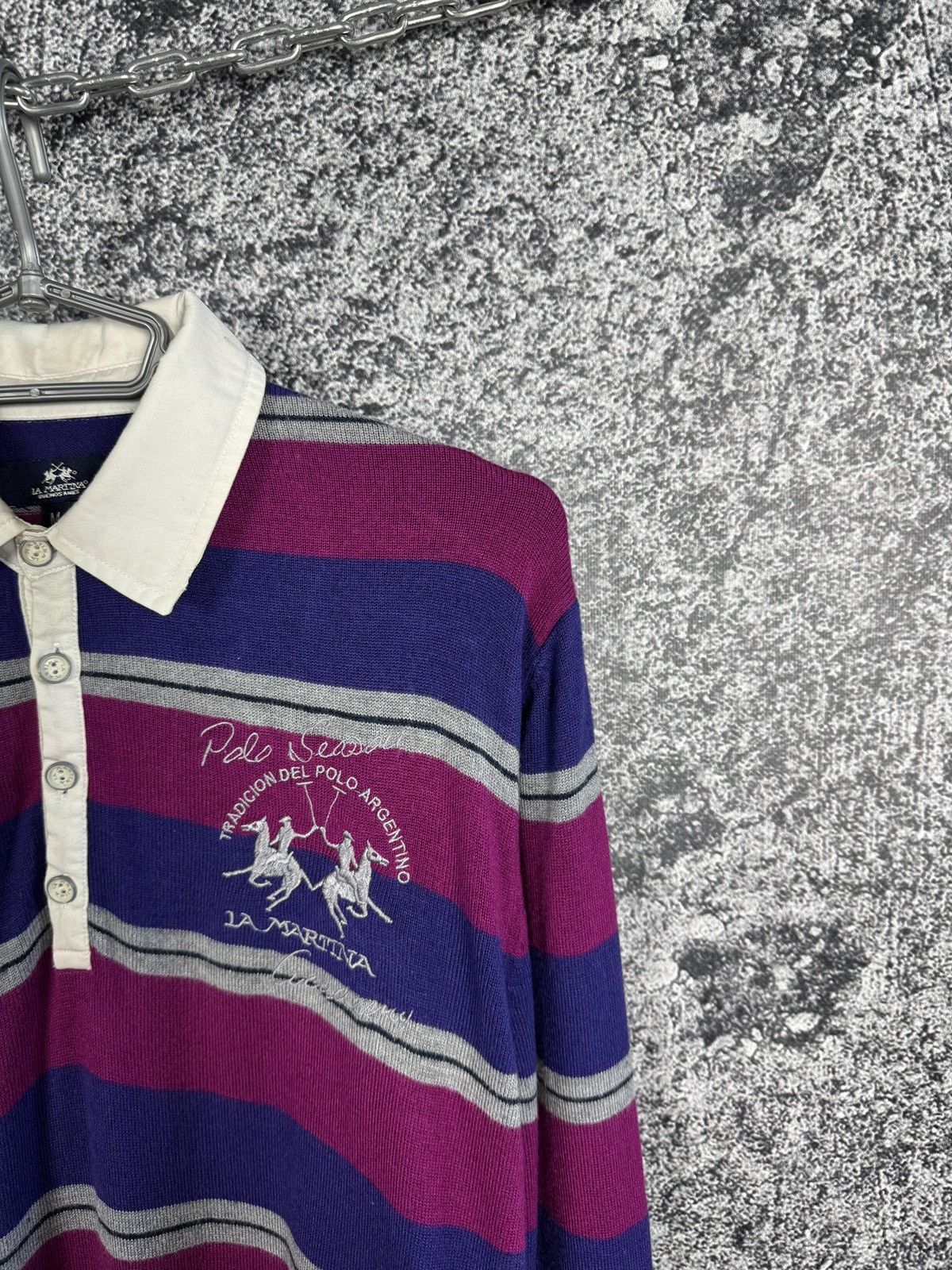 La Martina La Martina Polo Shirt Long Sleeve Striper Rugby Style Size M Size US M / EU 48-50 / 2 - 2 Thumbnail