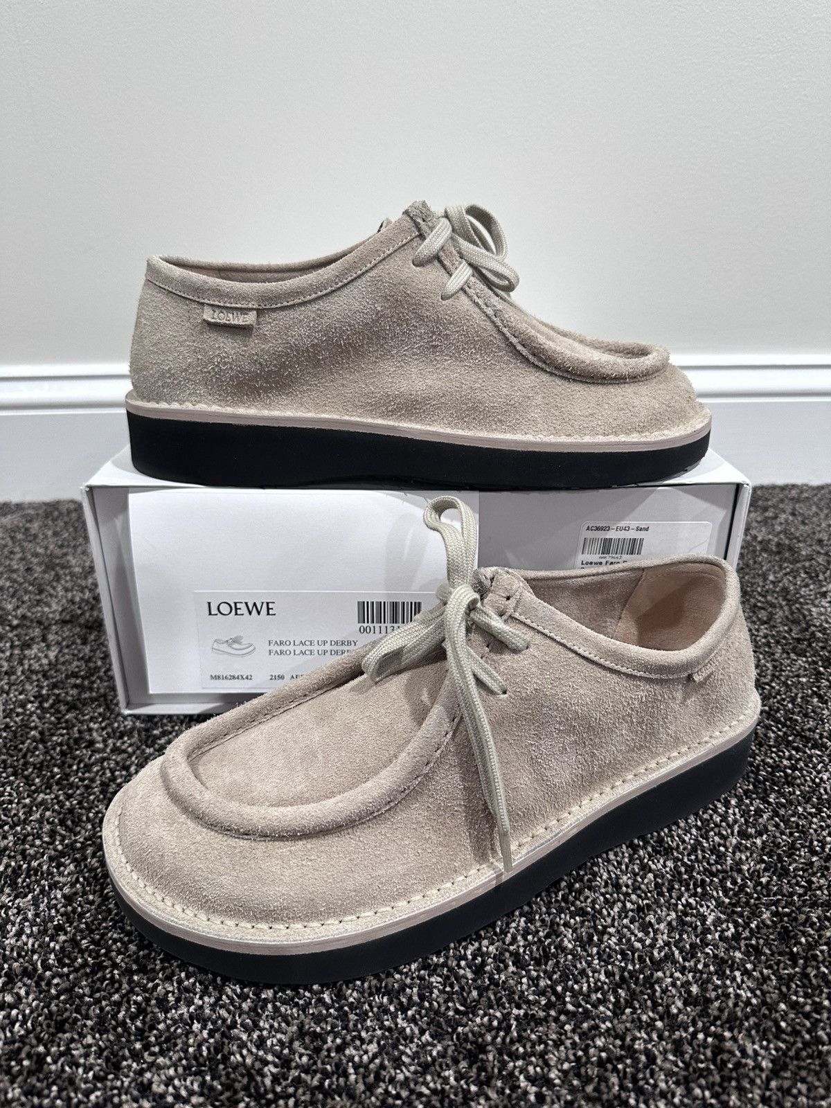 Loewe Loewe Faro Derby Moccasin Sand Suede Shoes Size US 10 / EU 43 - 1 Thumbnail