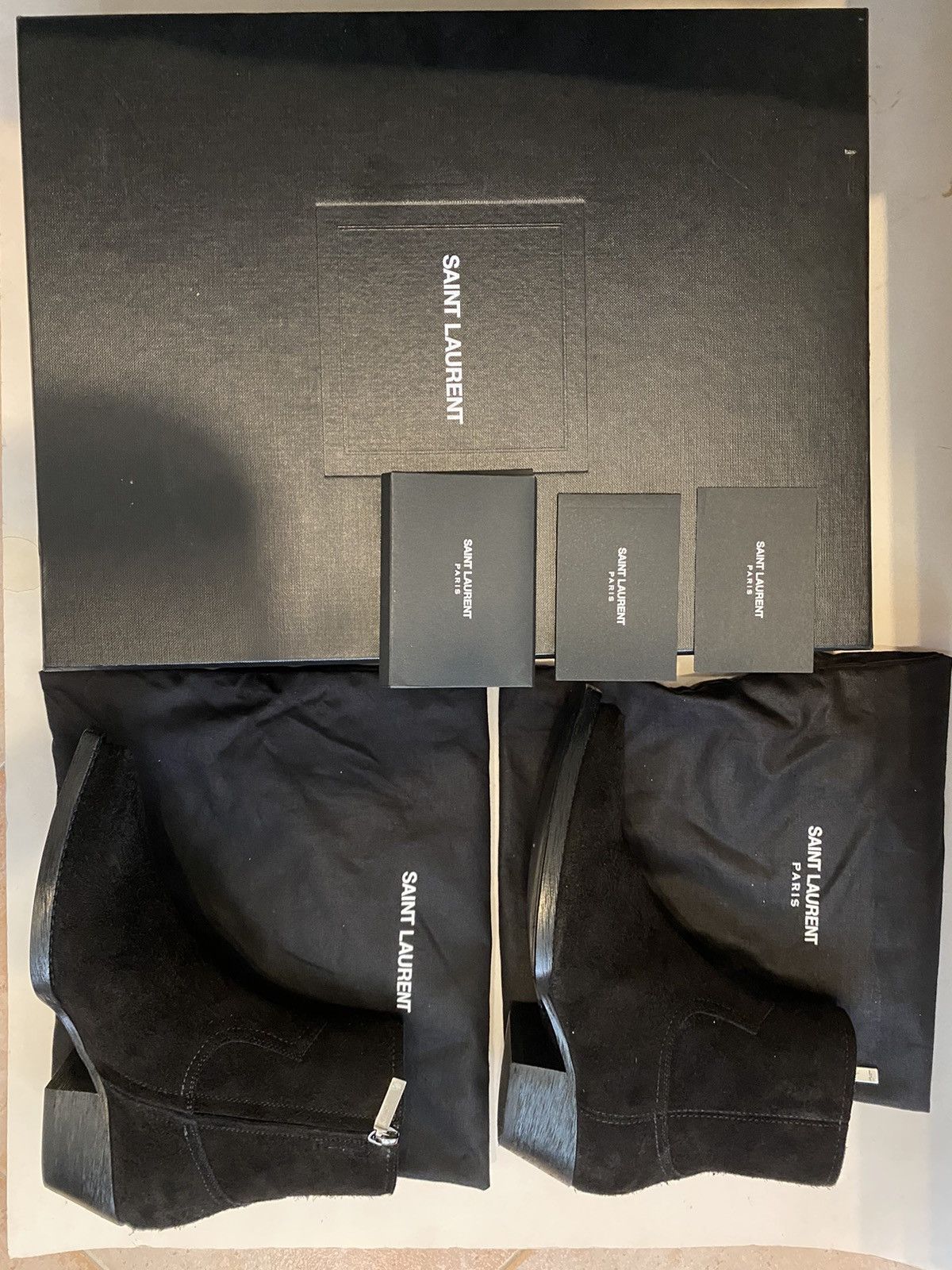 Anthony Vaccarello × Saint Laurent Paris × Yves Saint Laurent 🚬 [BIG SALE] Saint Laurent suede black biker boots Size US 7 / IT 37 - 11 Thumbnail