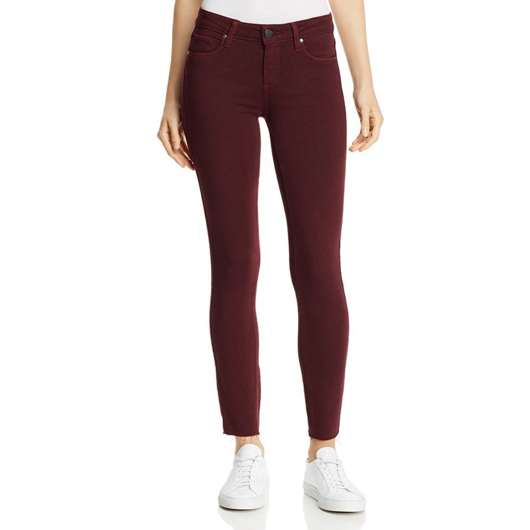 image of Paige Denim Maroon Verdugo Crop Skinny Women's Jeans Size 24 in Red