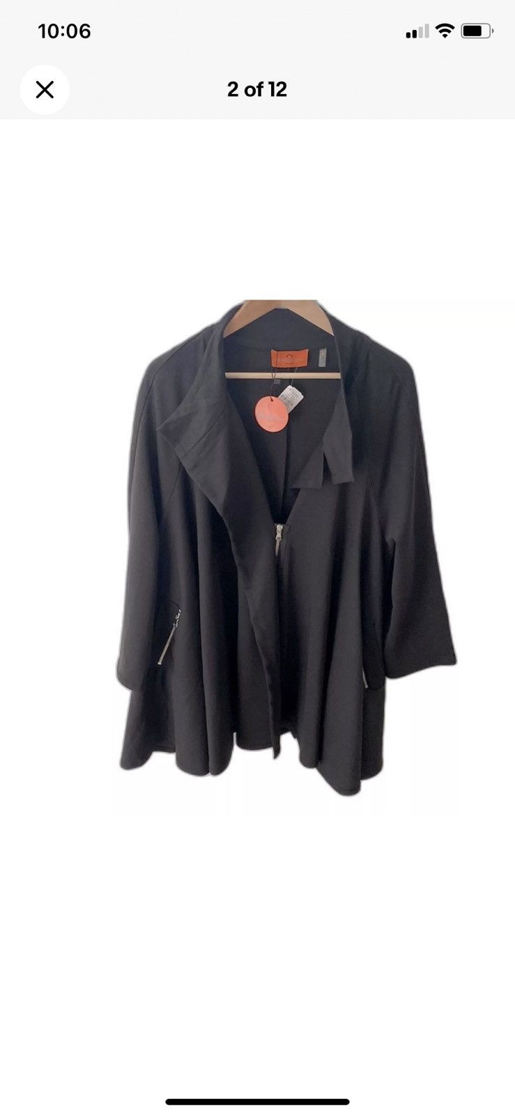 Designer PATRIZIA LUCA | NWT Modern Trench Coat Swing Jacket - Black Size M / US 6-8 / IT 42-44 - 2 Thumbnail