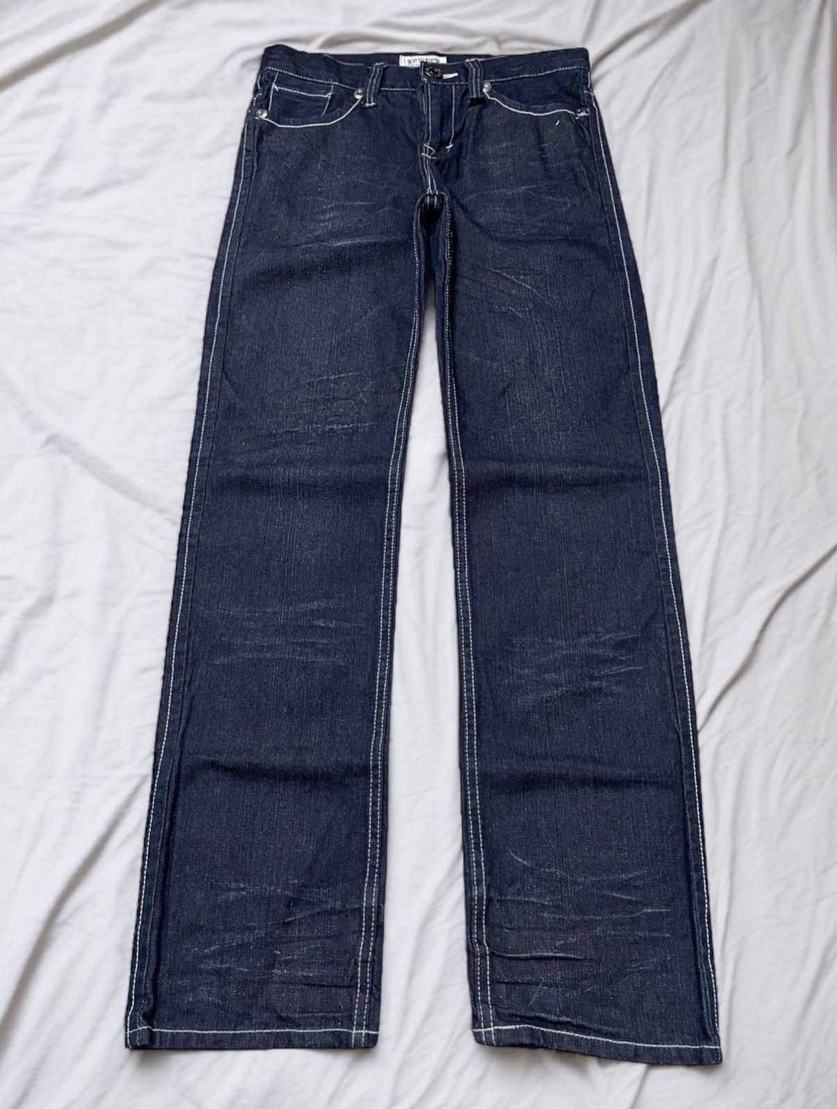GOSTAR DE FUGA × LOWBOX Lowbox Japan Indigo Wash Contrast Stitched Straight Jeans Size US 31 - 1 Thumbnail