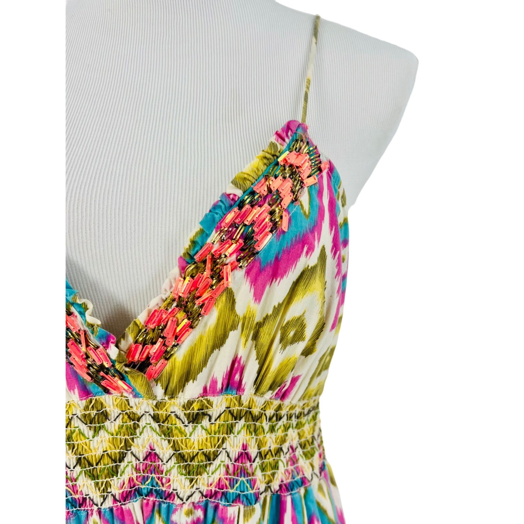 Other VTG Beaded Multicolored Maxi Dress | Boho Coastal Cowgirl Wh Size M / US 6-8 / IT 42-44 - 12 Thumbnail